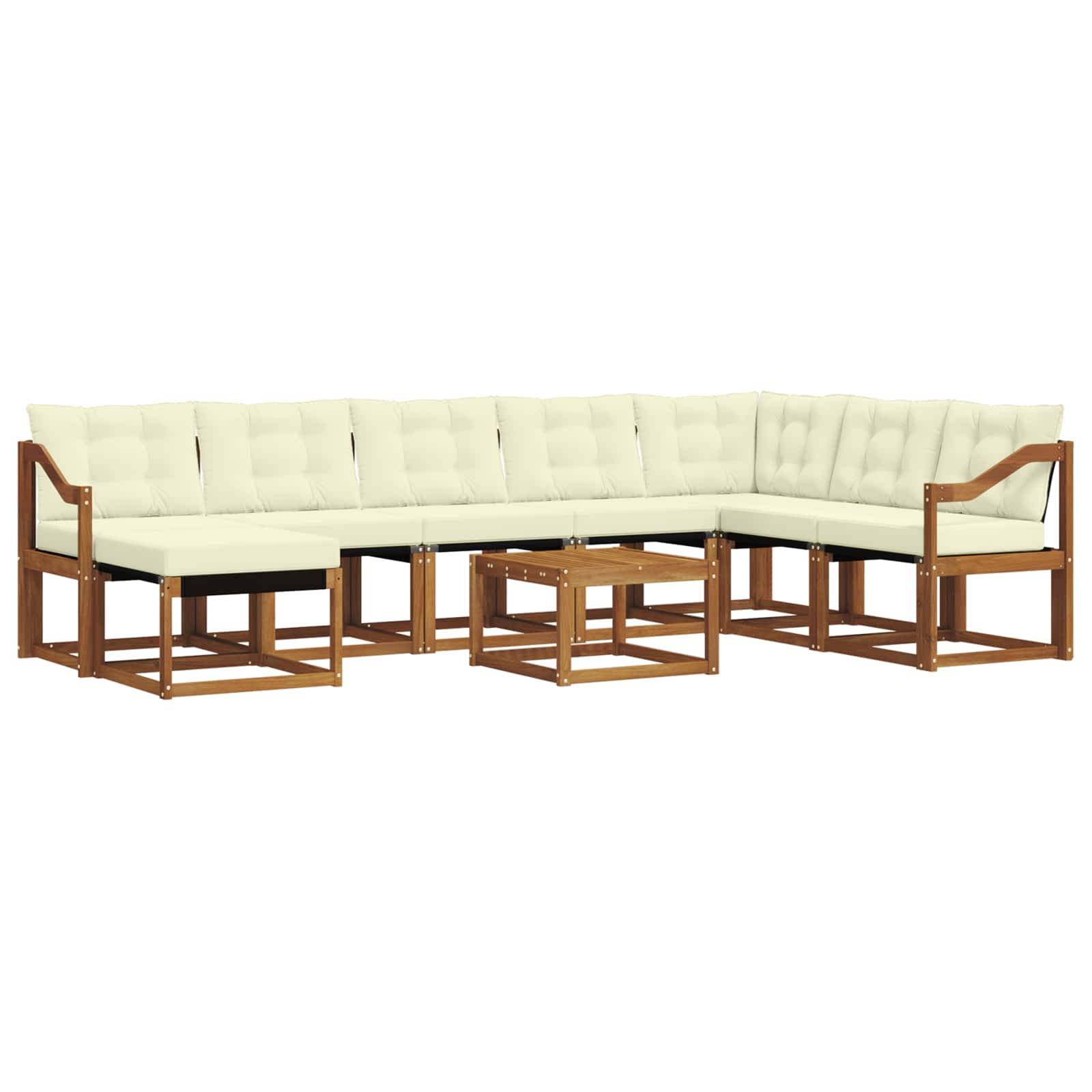 vidaXL Outdoor-Sofagarnitur mit Kissen 9 pcs Natur und Creme