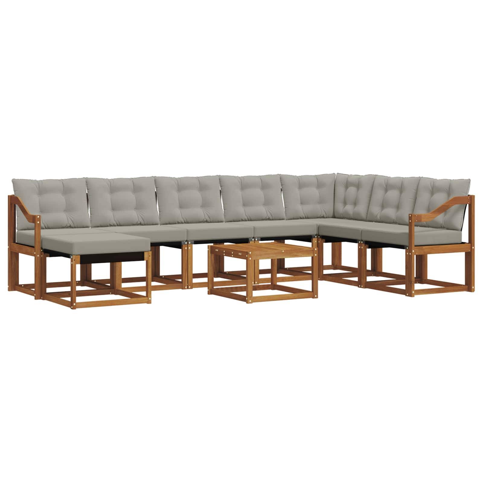 vidaXL Outdoor-Sofagarnitur mit Kissen 9 pcs Natürlich und Hellgrau