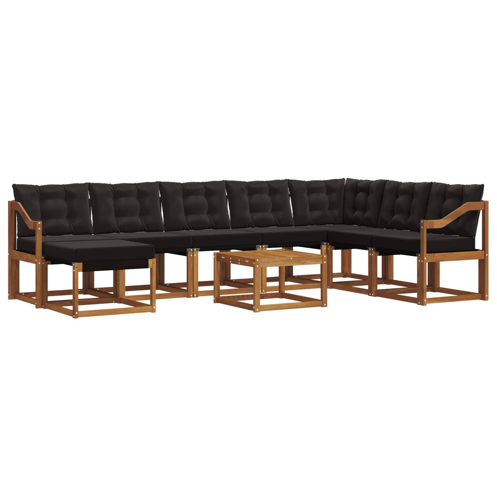 vidaXL Outdoor-Sofagarnitur mit Kissen 9 pcs Natürlich und Schwarz