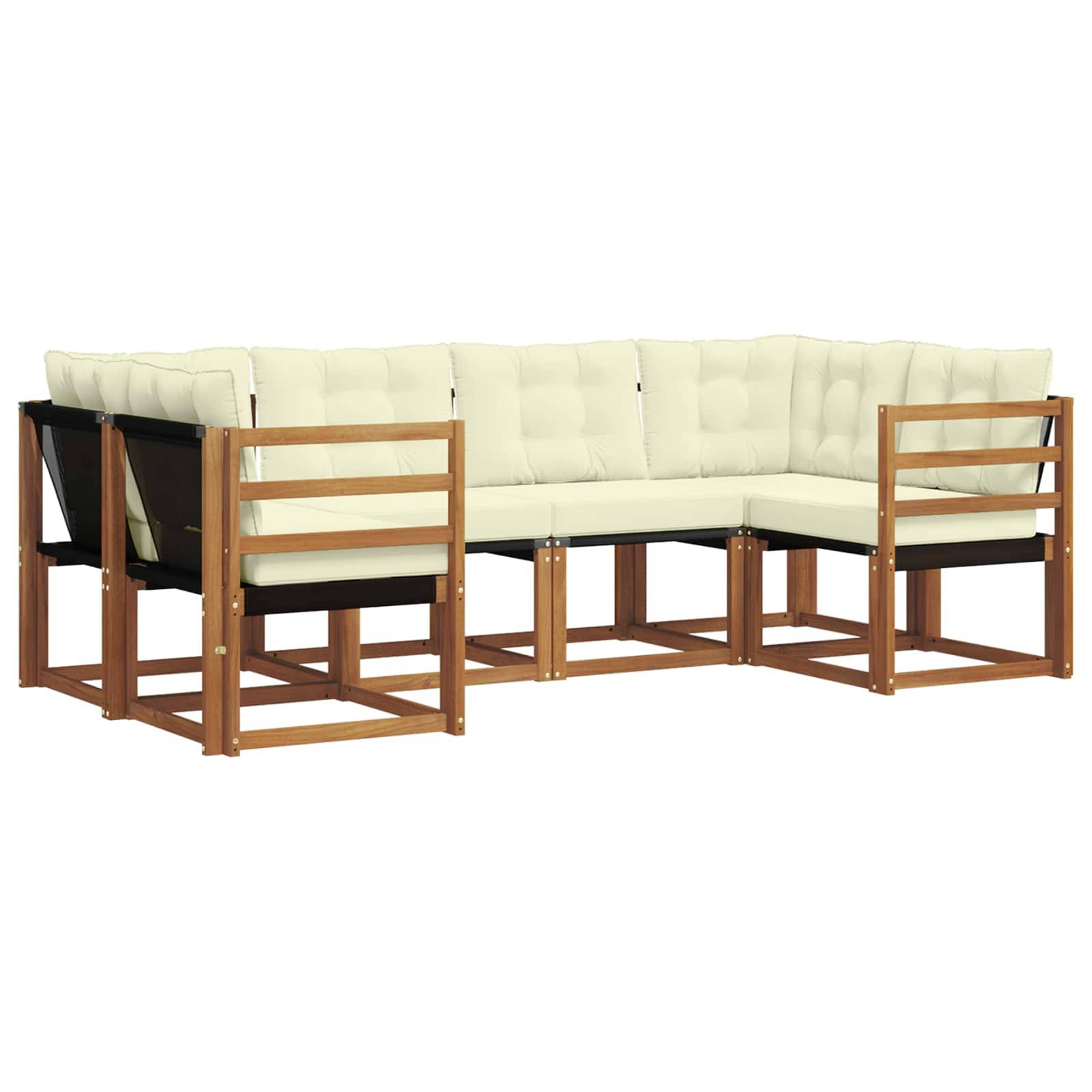 vidaXL Outdoor-Sofagarnitur mit Kissen 6 pcs Natur und Creme