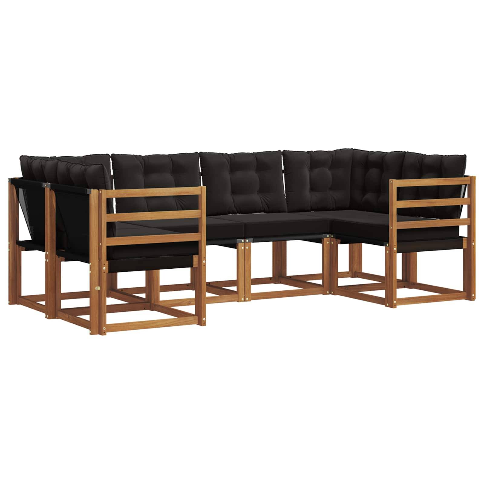 vidaXL Outdoor-Sofagarnitur mit Kissen 6 pcs Natürlich und Schwarz