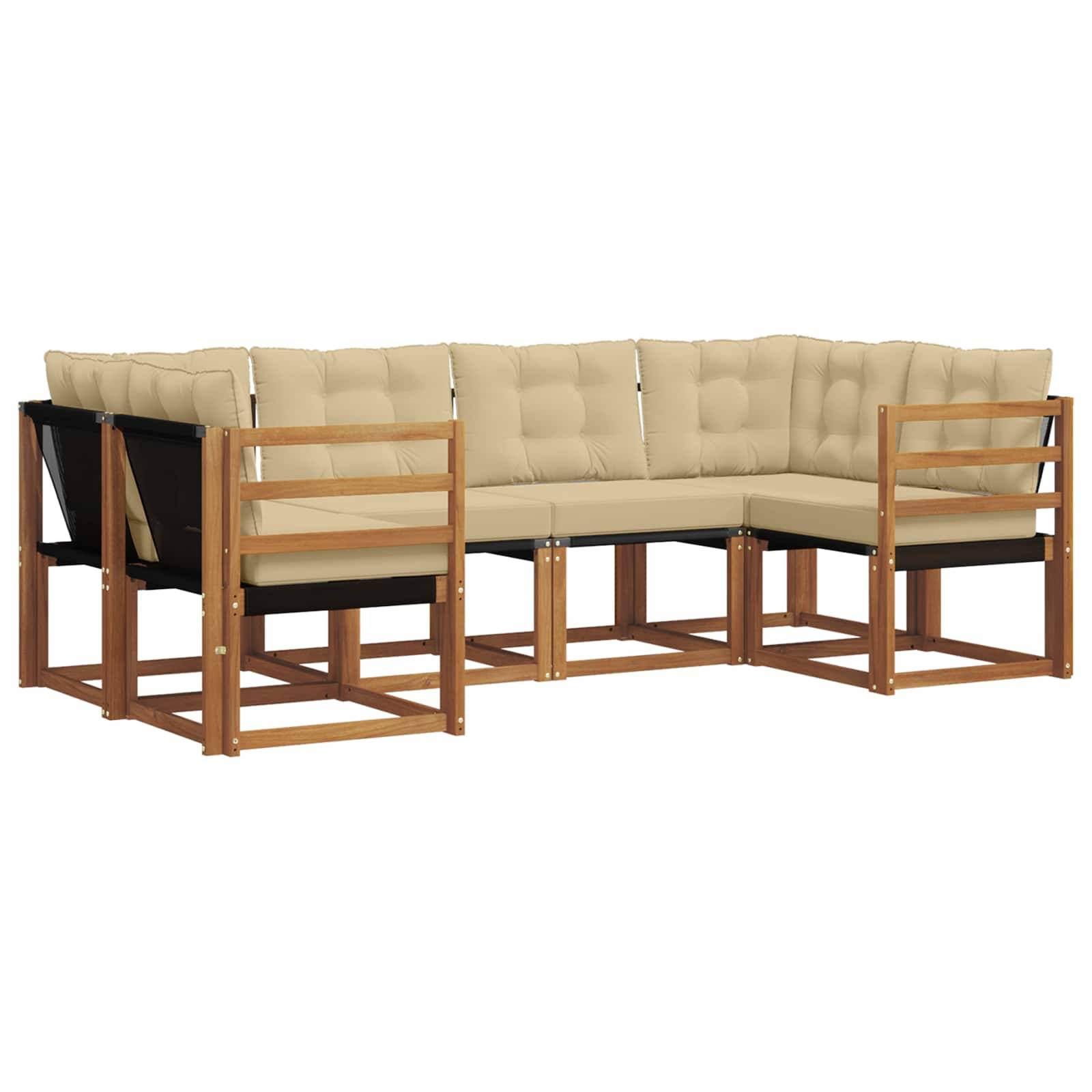 vidaXL Outdoor-Sofagarnitur mit Kissen 6 pcs Natur und Beige