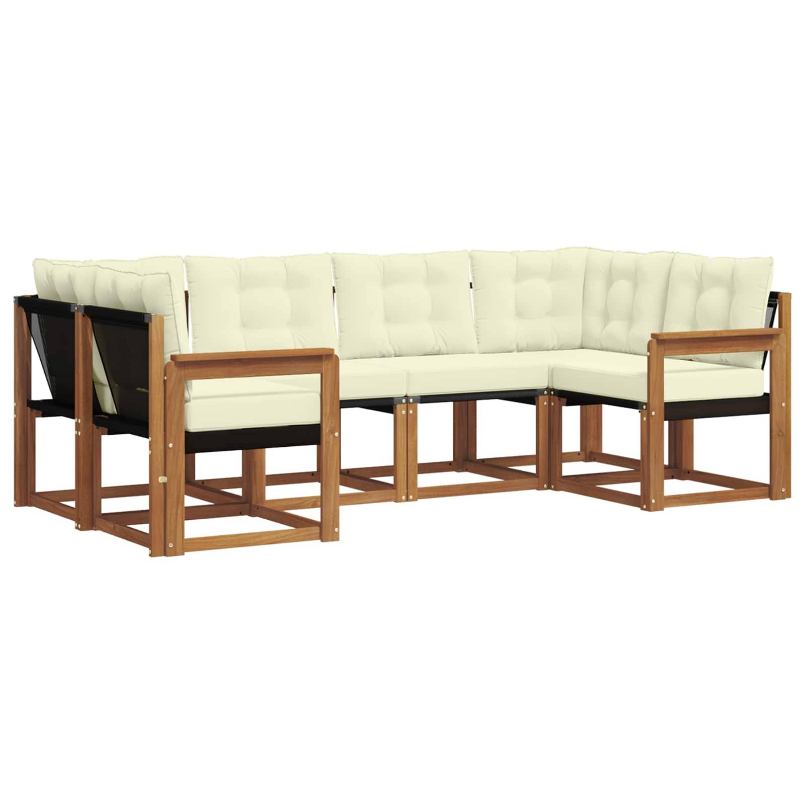 vidaXL Outdoor-Sofagarnitur mit Kissen 6 pcs Natur und Creme