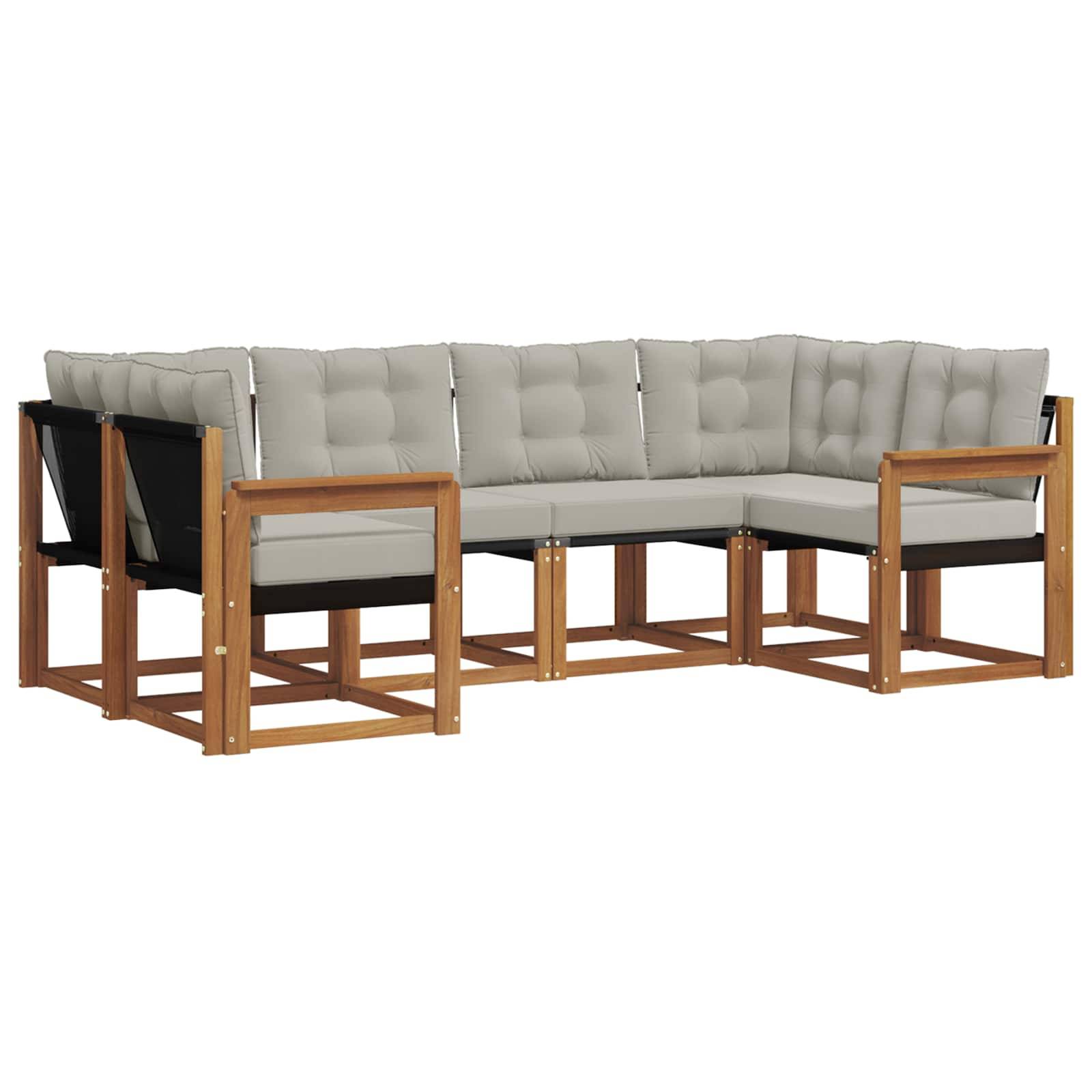 vidaXL Outdoor-Sofagarnitur mit Kissen 6 pcs Natürlich und Hellgrau