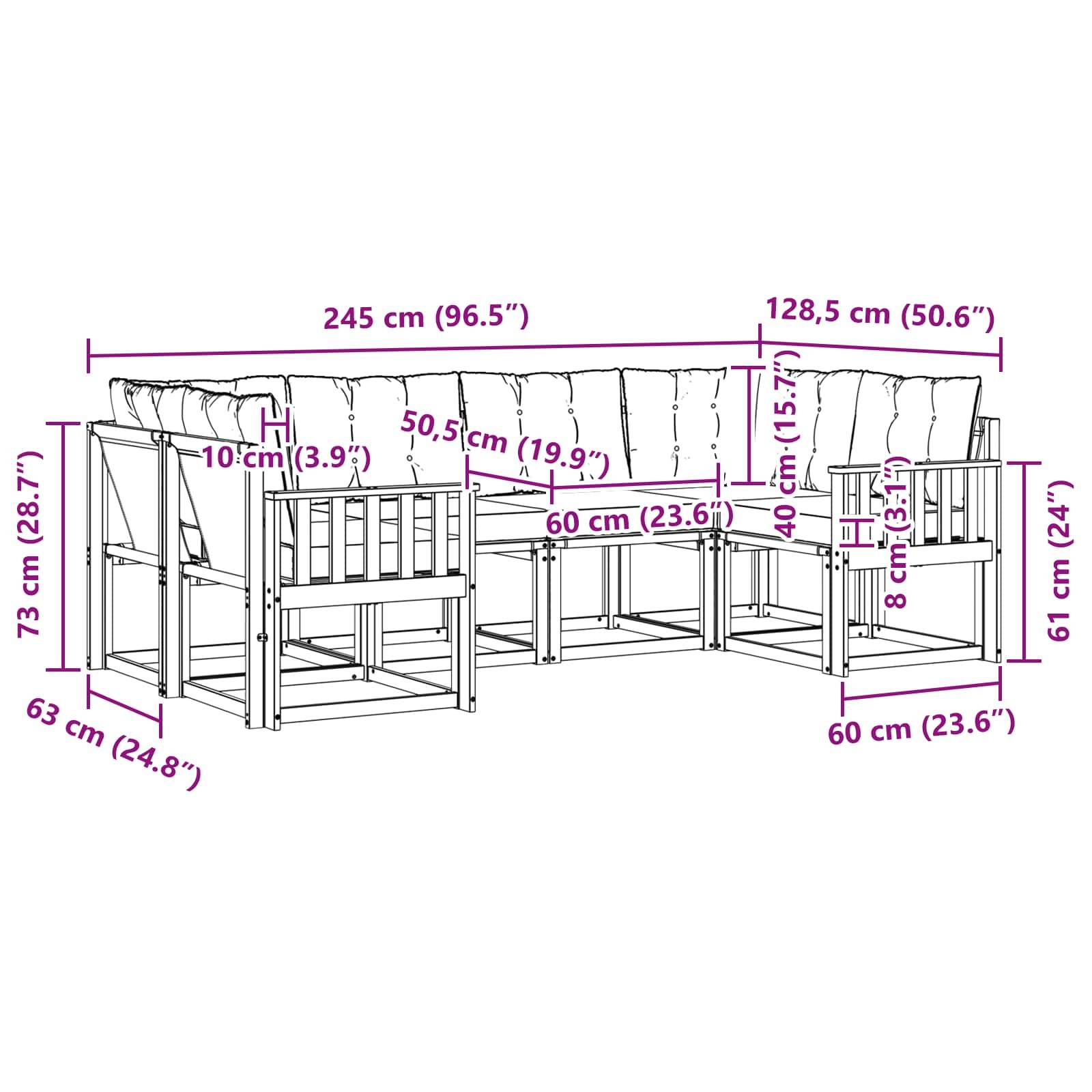 vidaXL Outdoor-Sofagarnitur mit Kissen 6 pcs Weiß und Hellgrau