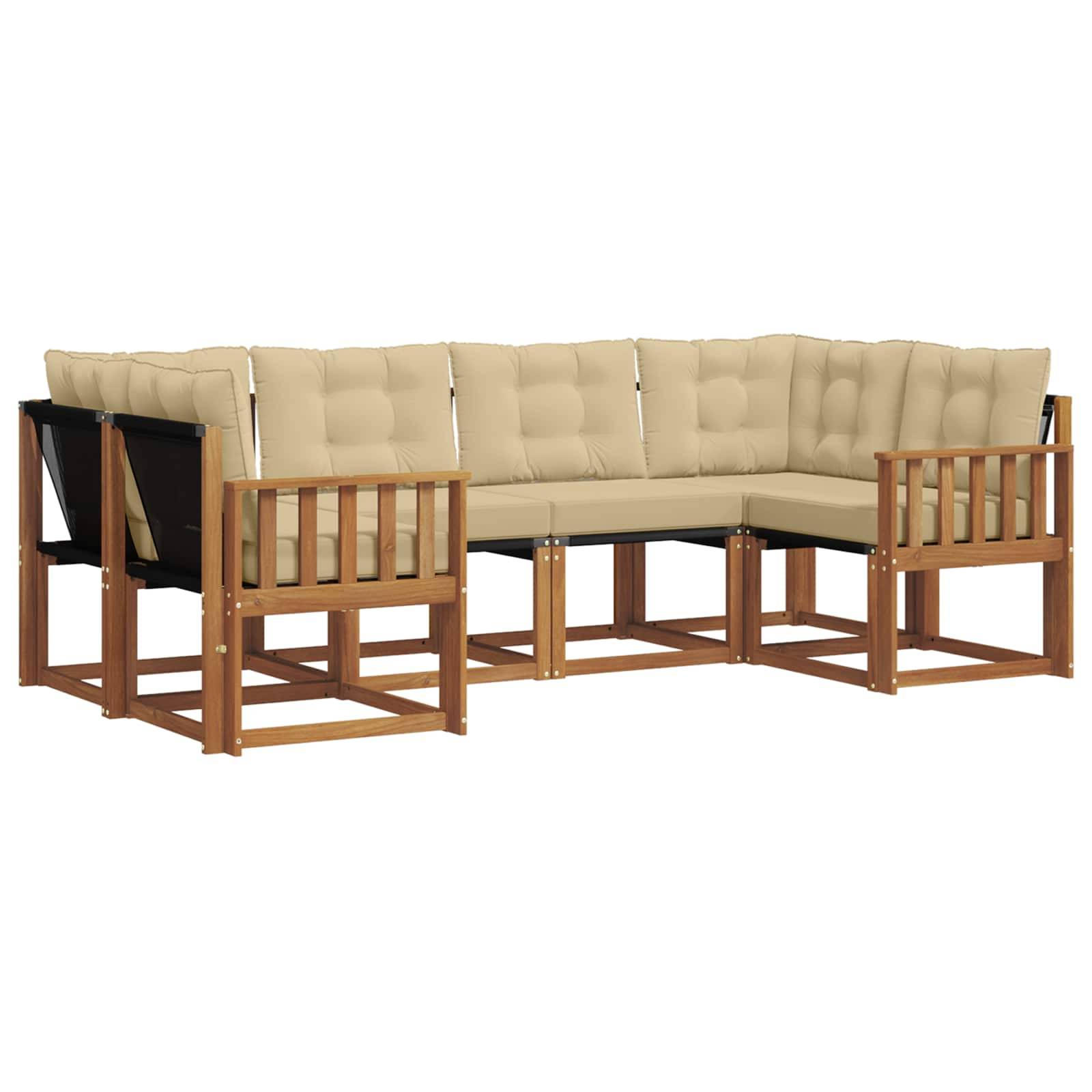 vidaXL Outdoor-Sofagarnitur mit Kissen 6 pcs Natur und Beige