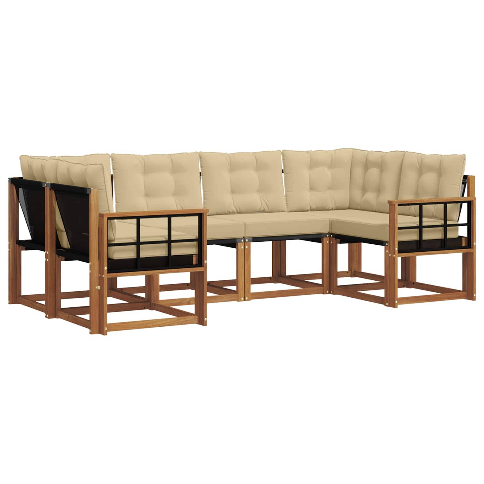 vidaXL Outdoor-Sofagarnitur mit Kissen 6 pcs Natur und Beige