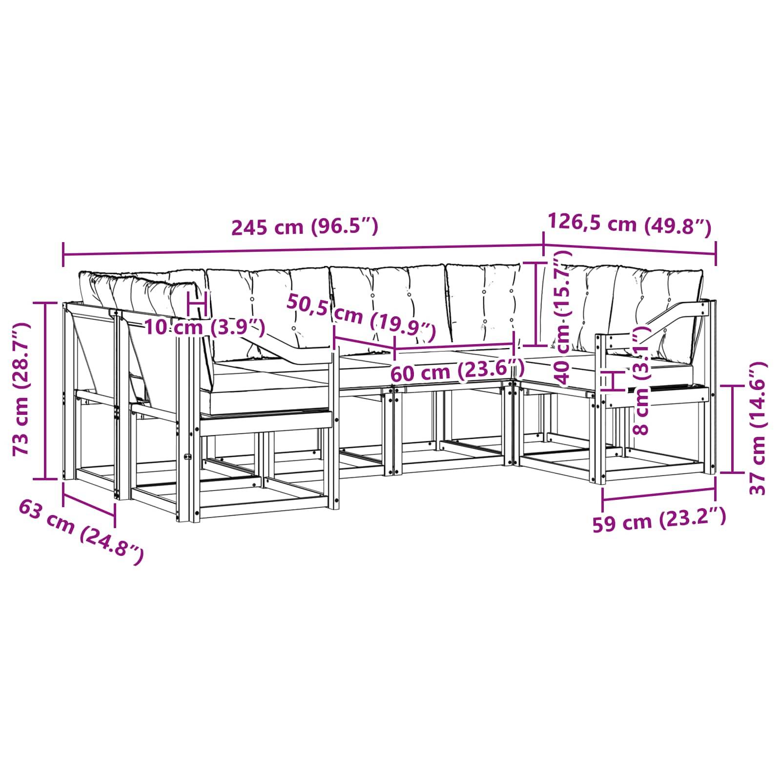 vidaXL Outdoor-Sofagarnitur mit Kissen 6 pcs Weiß und Beige