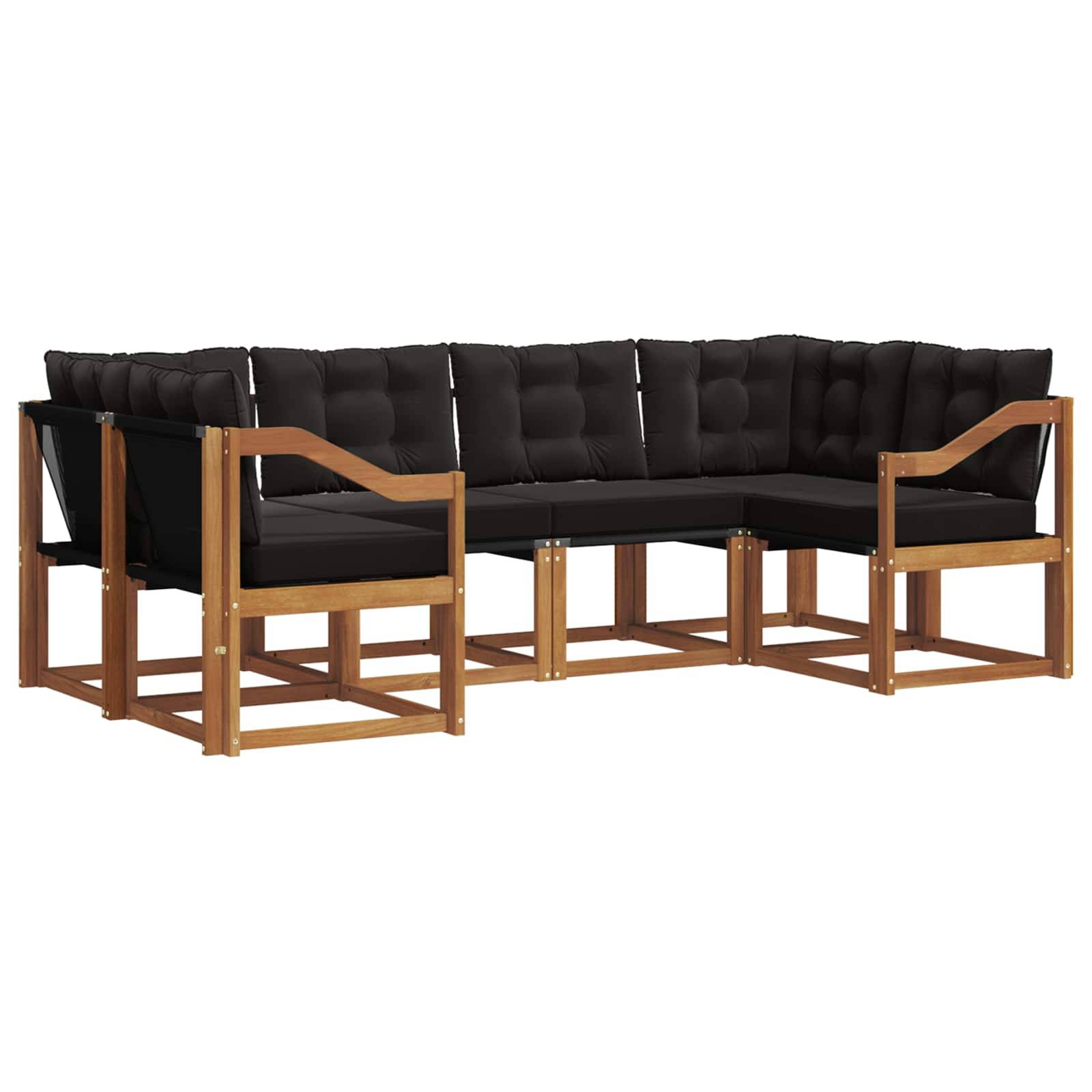 vidaXL Outdoor-Sofagarnitur mit Kissen 6 pcs Natürlich und Schwarz