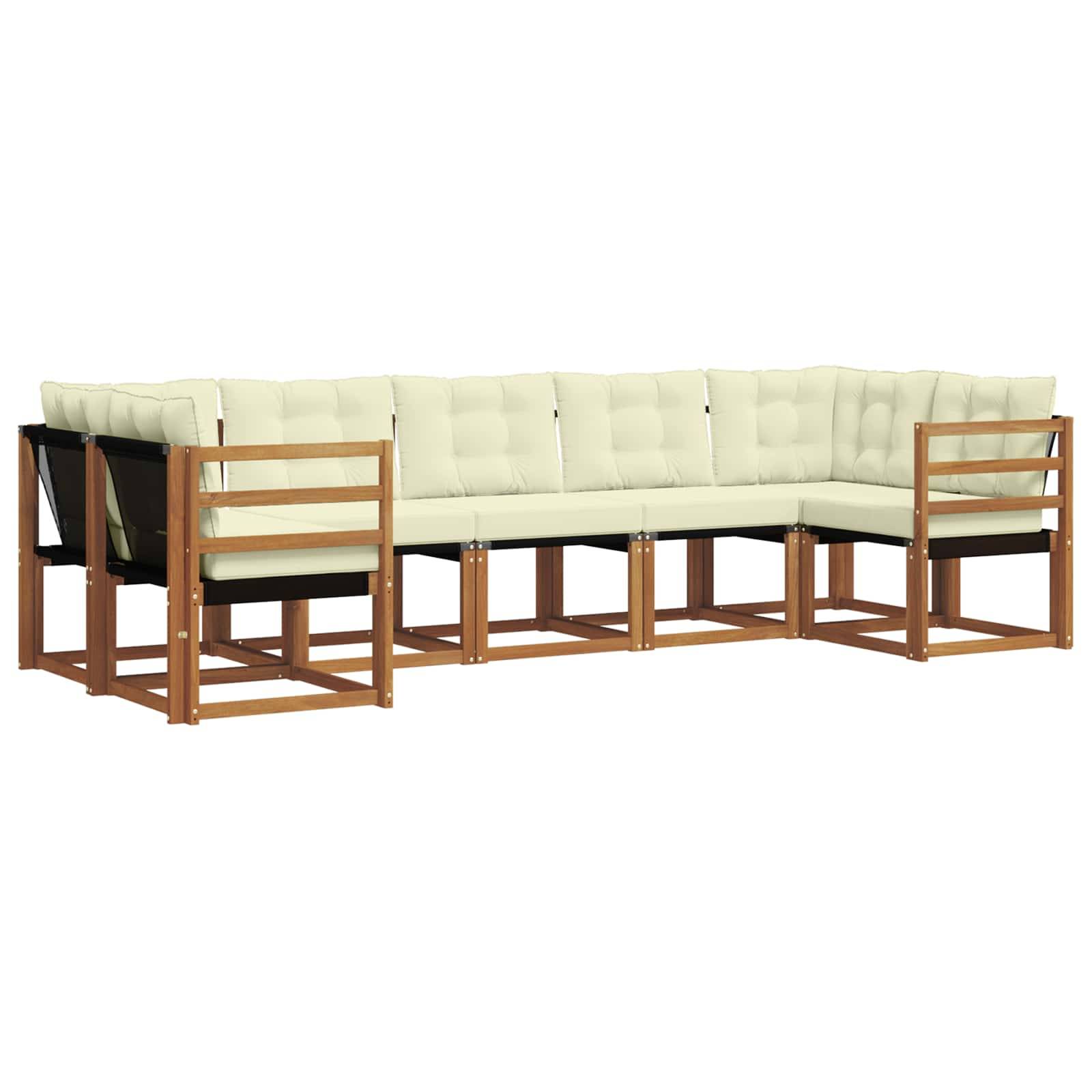 vidaXL Outdoor-Sofagarnitur mit Kissen 7 pcs Natur und Creme