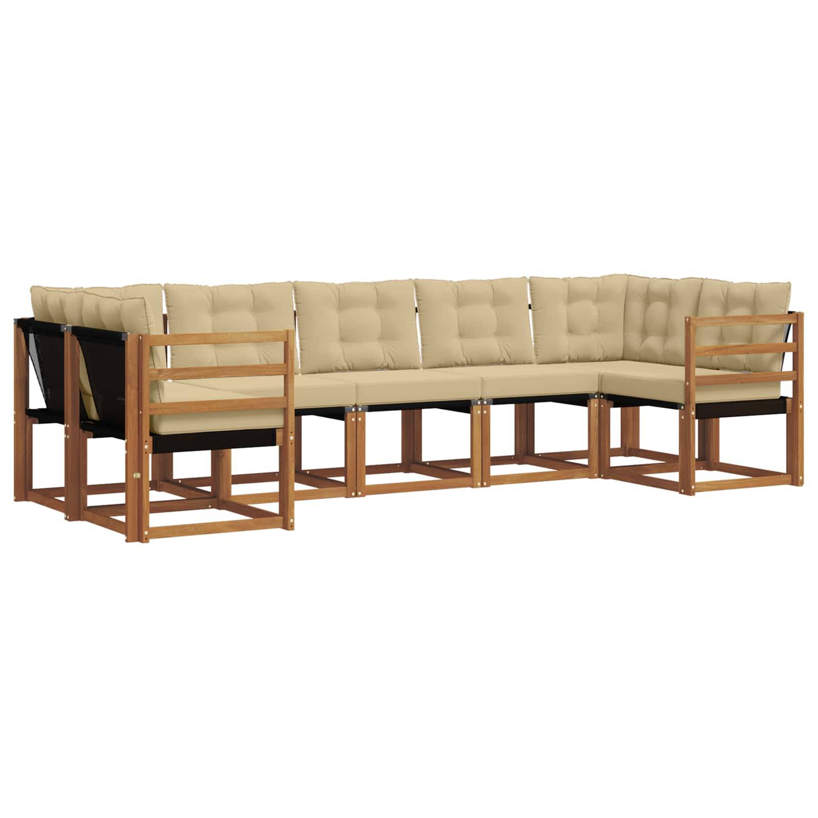 vidaXL Outdoor-Sofagarnitur mit Kissen 7 pcs Natur und Beige