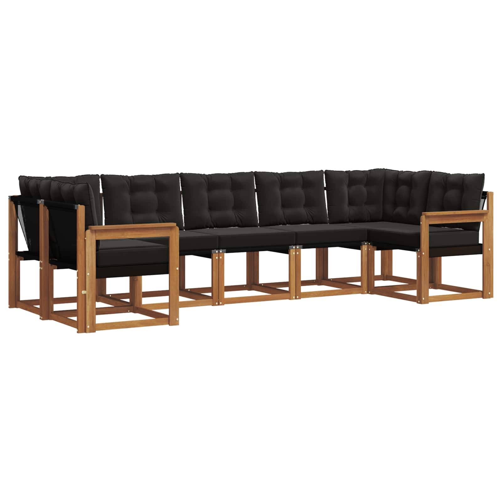 vidaXL Outdoor-Sofagarnitur mit Kissen 7 pcs Natürlich und Schwarz