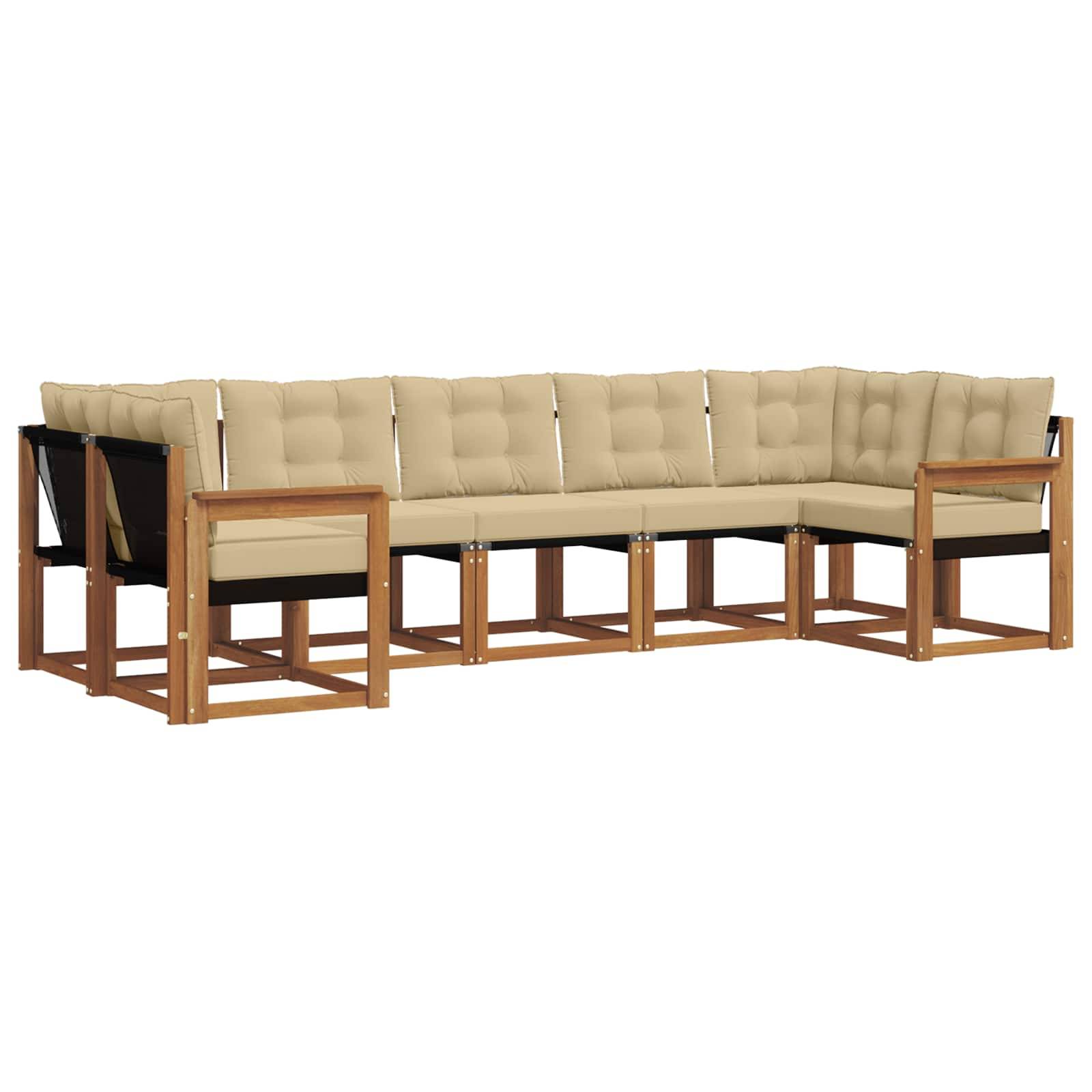 vidaXL Outdoor-Sofagarnitur mit Kissen 7 pcs Natur und Beige