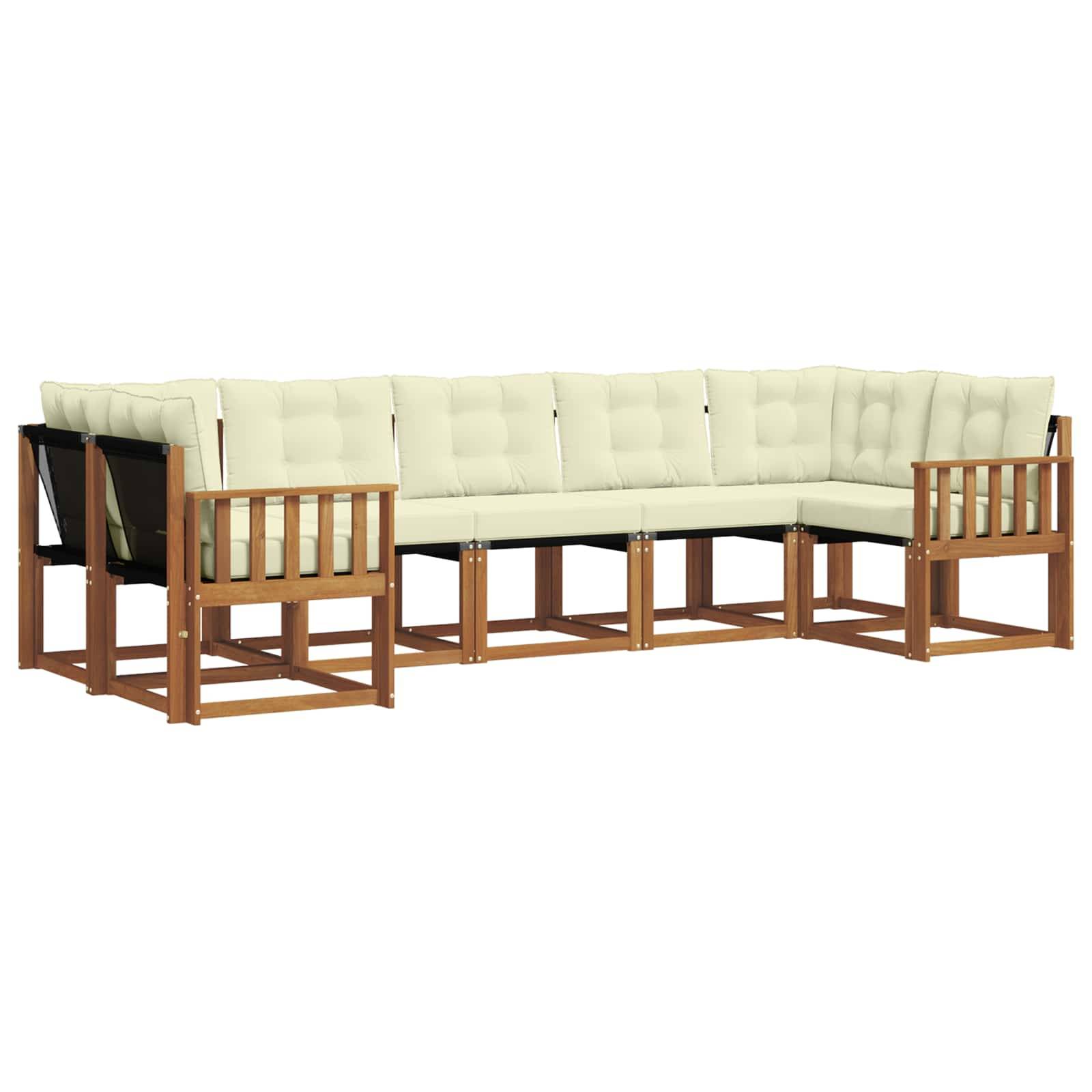 vidaXL Outdoor-Sofagarnitur mit Kissen 7 pcs Natur und Creme