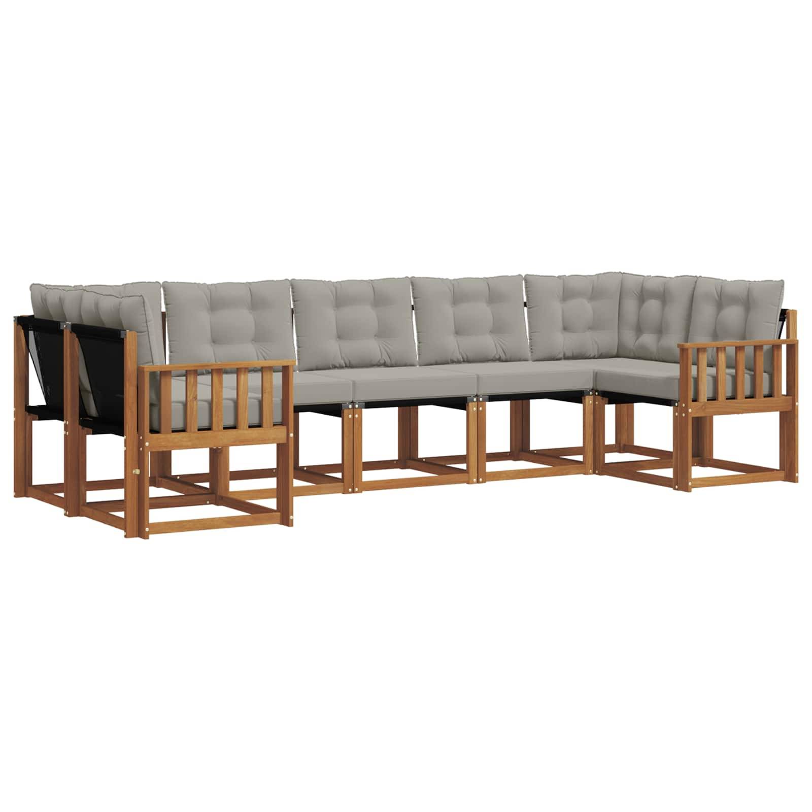 vidaXL Outdoor-Sofagarnitur mit Kissen 7 pcs Natürlich und Hellgrau
