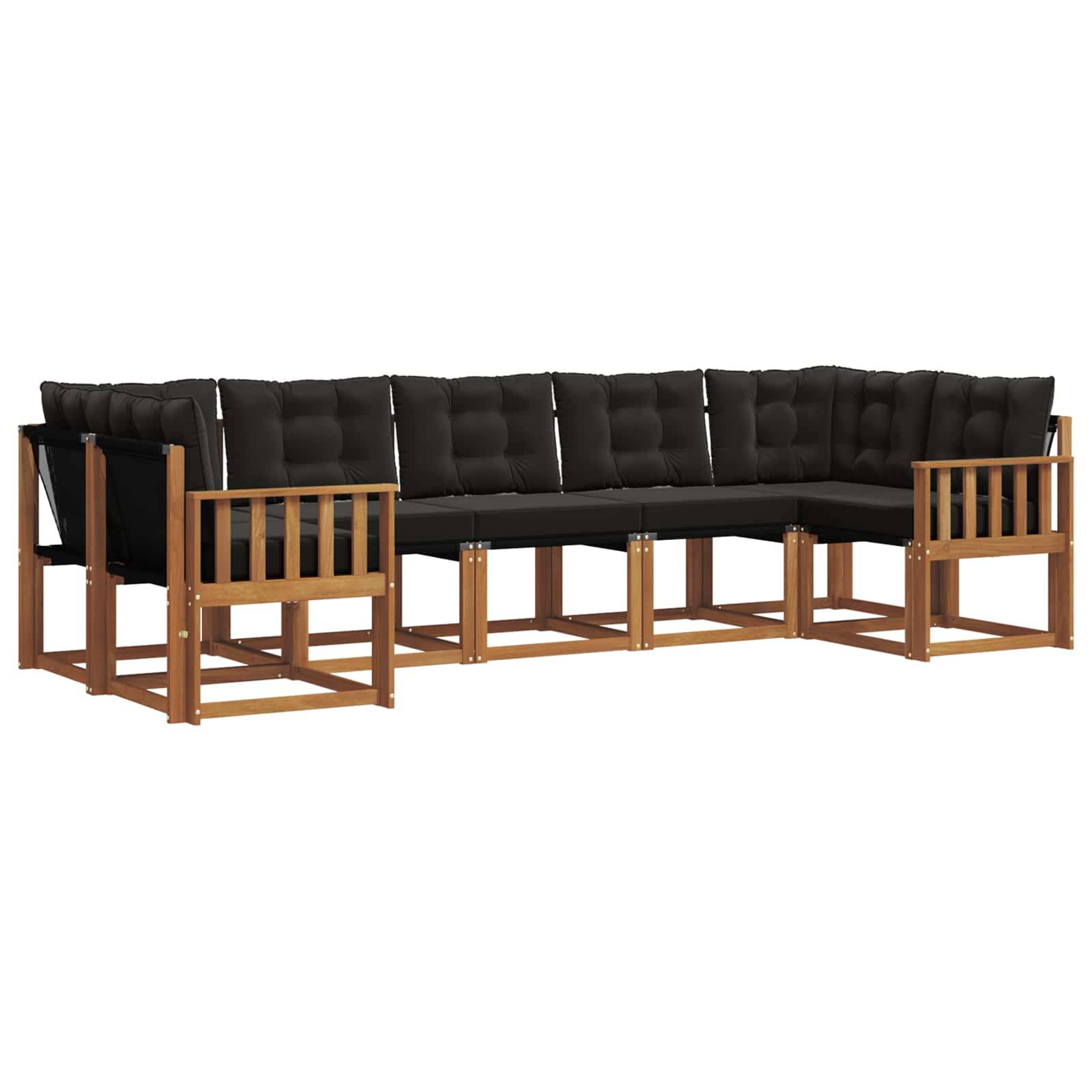 vidaXL Outdoor-Sofagarnitur mit Kissen 7 pcs Natürlich und Schwarz