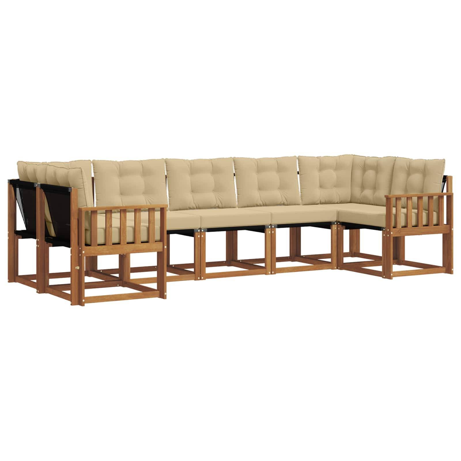vidaXL Outdoor-Sofagarnitur mit Kissen 7 pcs Natur und Beige
