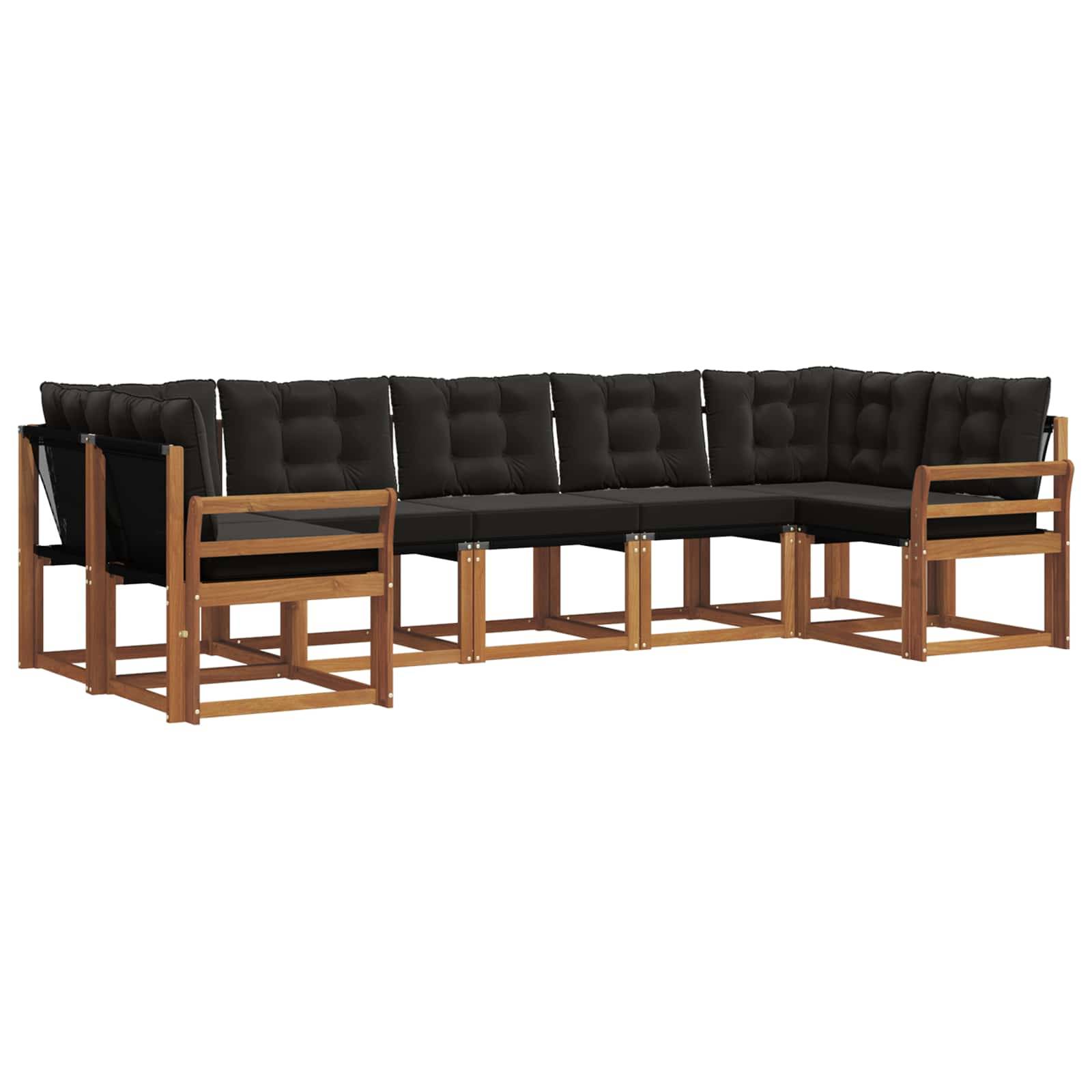 vidaXL Outdoor-Sofagarnitur mit Kissen 7 pcs Natürlich und Schwarz