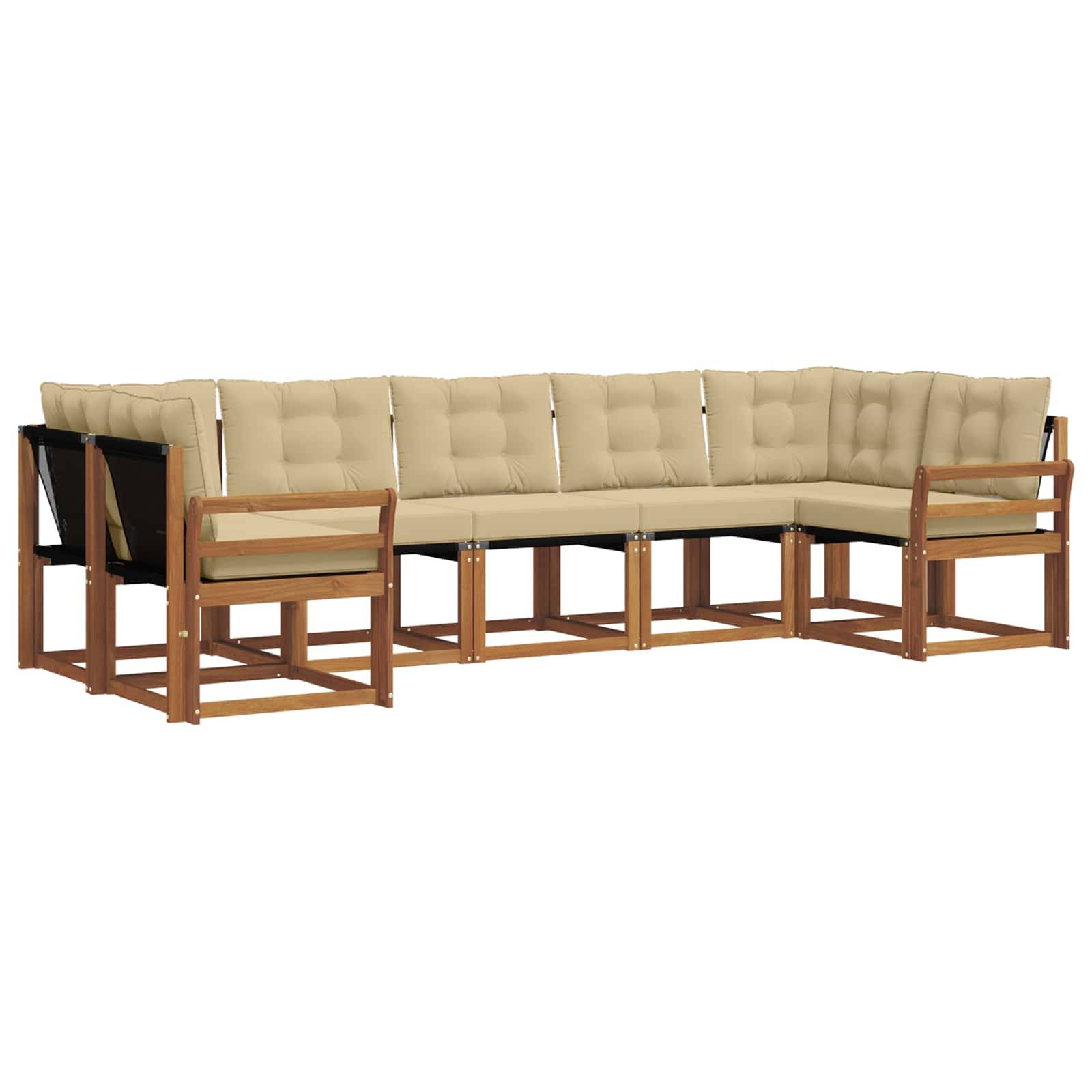 vidaXL Outdoor-Sofagarnitur mit Kissen 7 pcs Natur und Beige