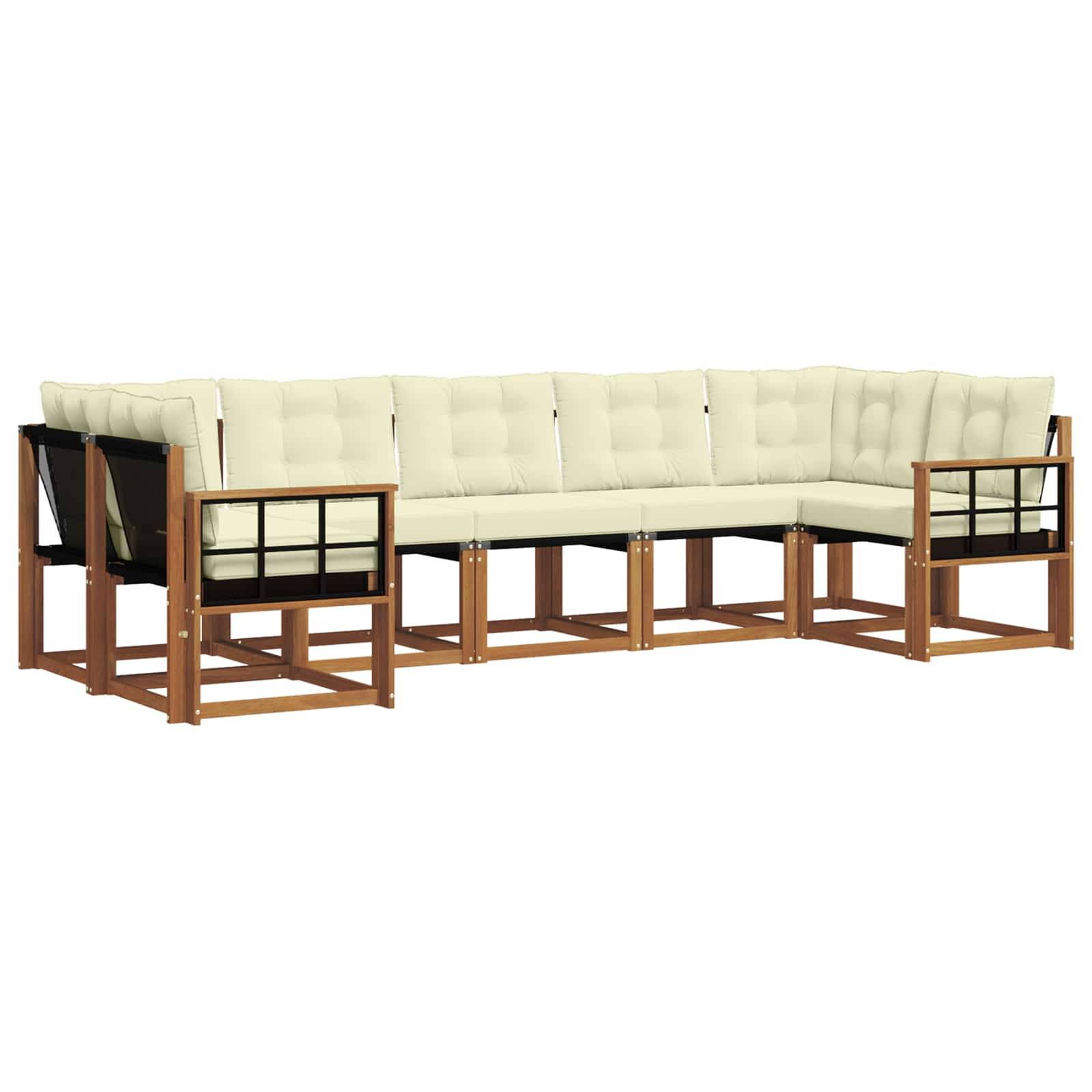 vidaXL Outdoor-Sofagarnitur mit Kissen 7 pcs Natur und Creme