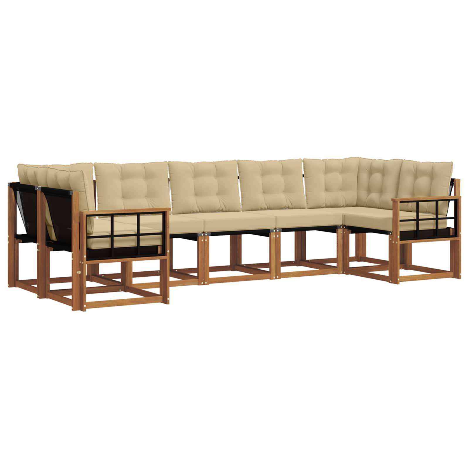 vidaXL Outdoor-Sofagarnitur mit Kissen 7 pcs Natur und Beige