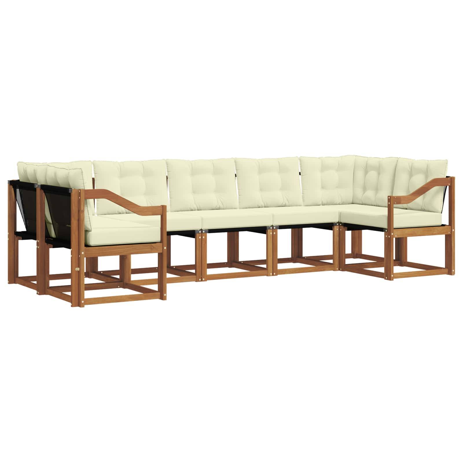 vidaXL Outdoor-Sofagarnitur mit Kissen 7 pcs Natur und Creme