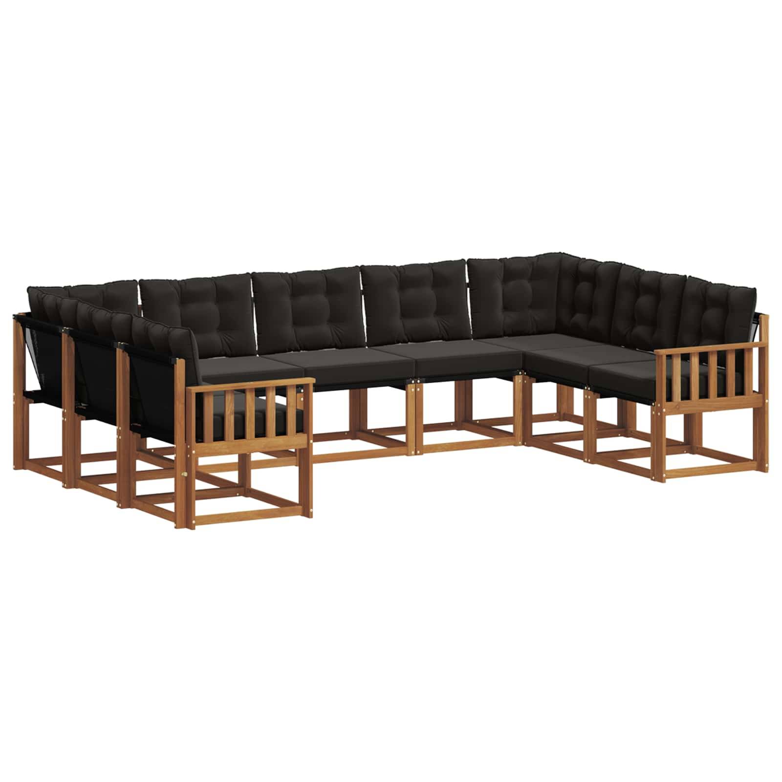 vidaXL Outdoor-Sofagarnitur mit Kissen 9 pcs Natürlich und Schwarz