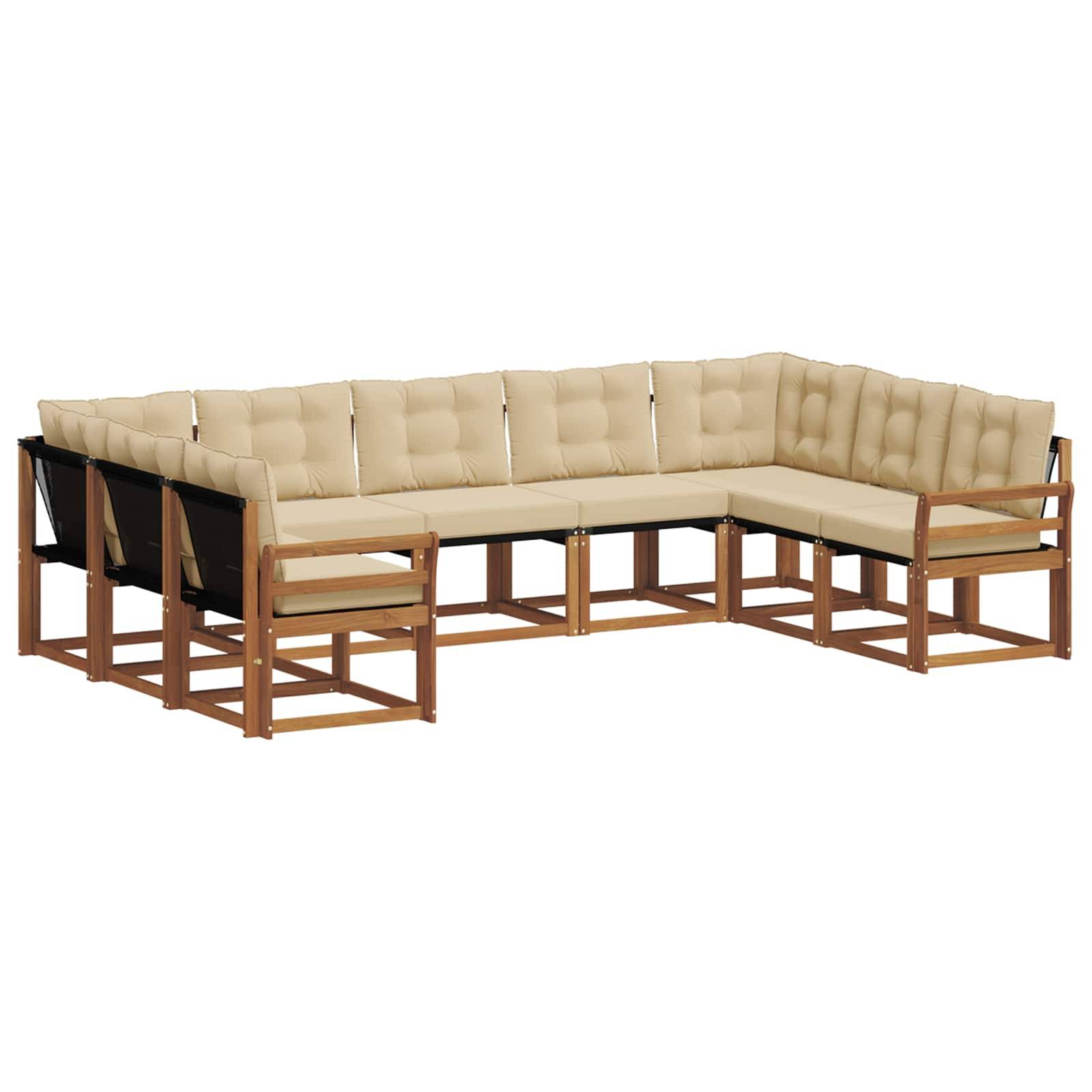 vidaXL Outdoor-Sofagarnitur 9 pcs Natur und Beige Massivholz Akazie