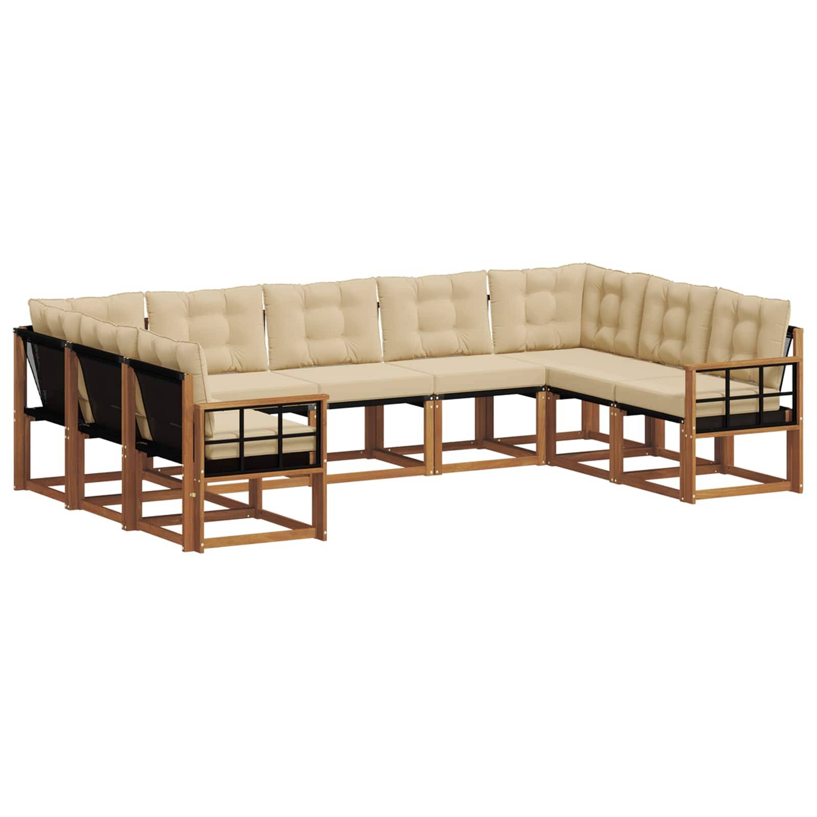 vidaXL Outdoor-Sofagarnitur 9 pcs Natur und Beige Massivholz Akazie