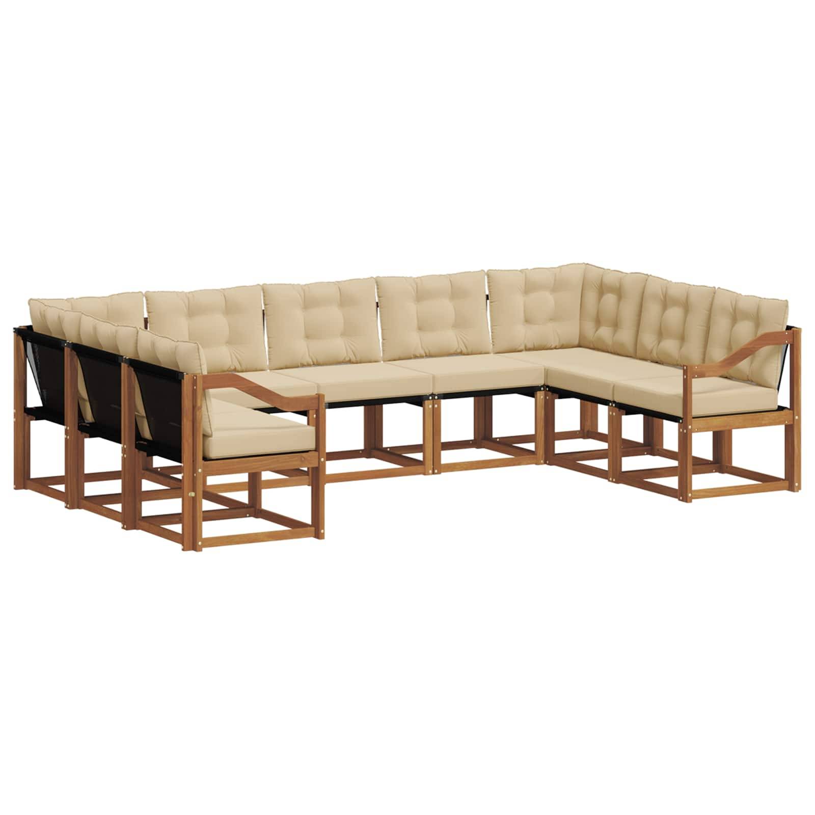 vidaXL Outdoor-Sofagarnitur 9 pcs Natur und Beige Massivholz Akazie