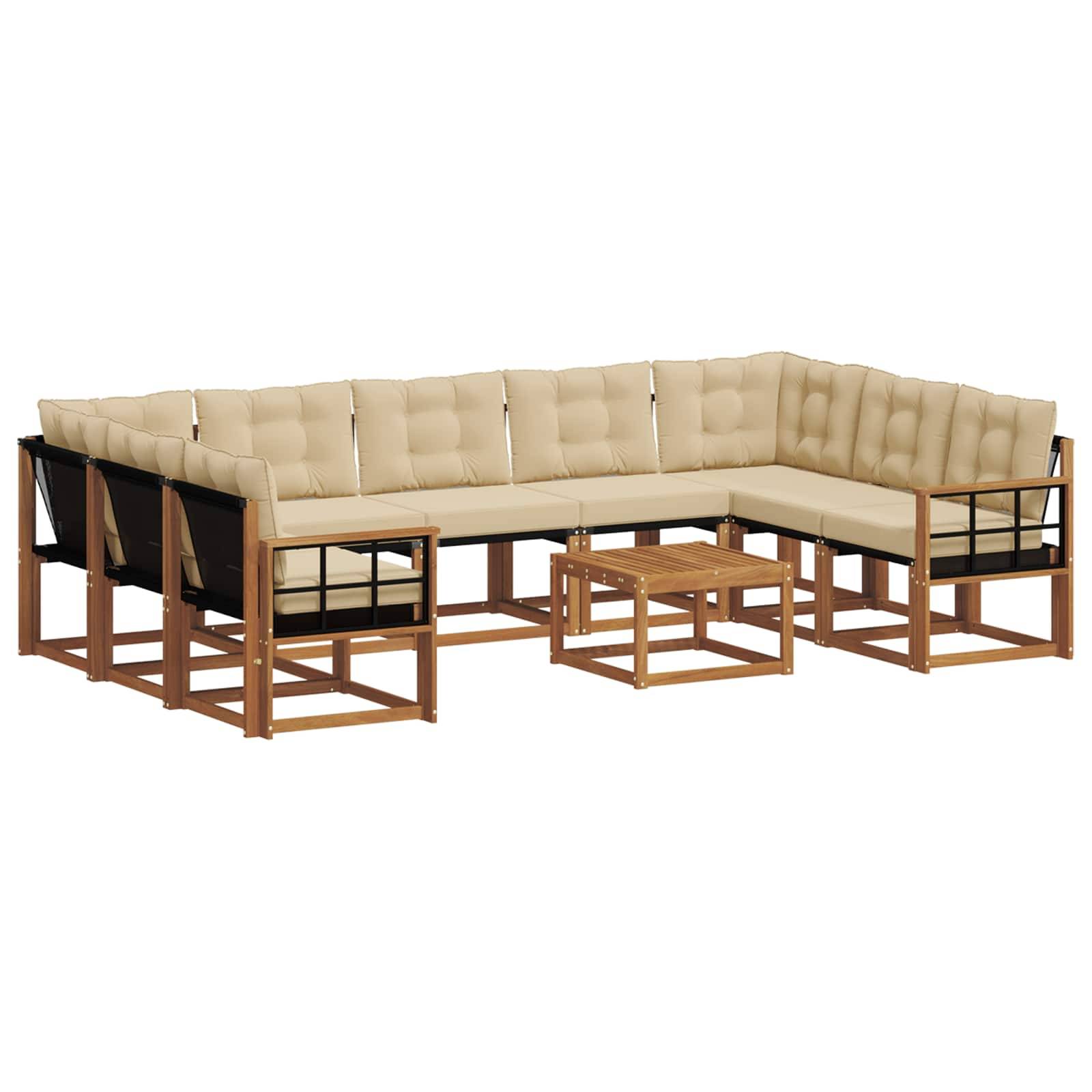 vidaXL Outdoor-Sofagarnitur 10 pcs Natur und Beige Massivholz Akazie