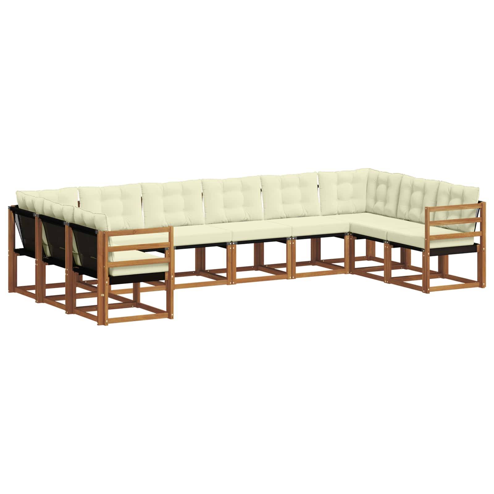 vidaXL Outdoor-Sofagarnitur mit Kissen 10 pcs Natur und Creme
