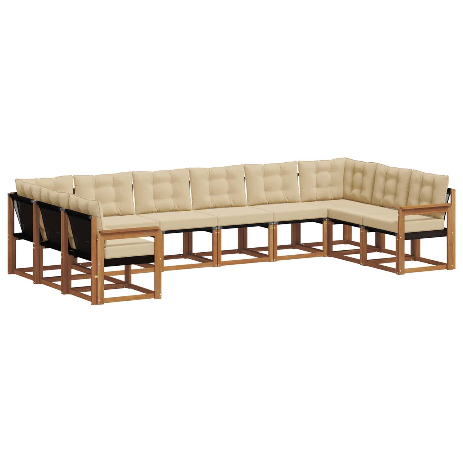 vidaXL Outdoor-Sofagarnitur mit Kissen 10 pcs Natur und Beige