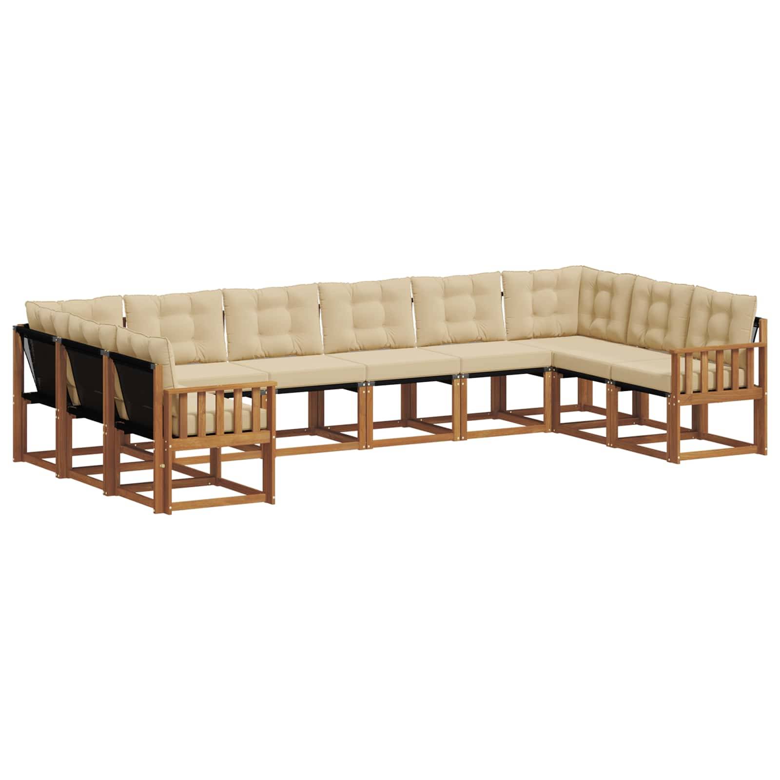 vidaXL Outdoor-Sofagarnitur mit Kissen 10 pcs Natur und Beige