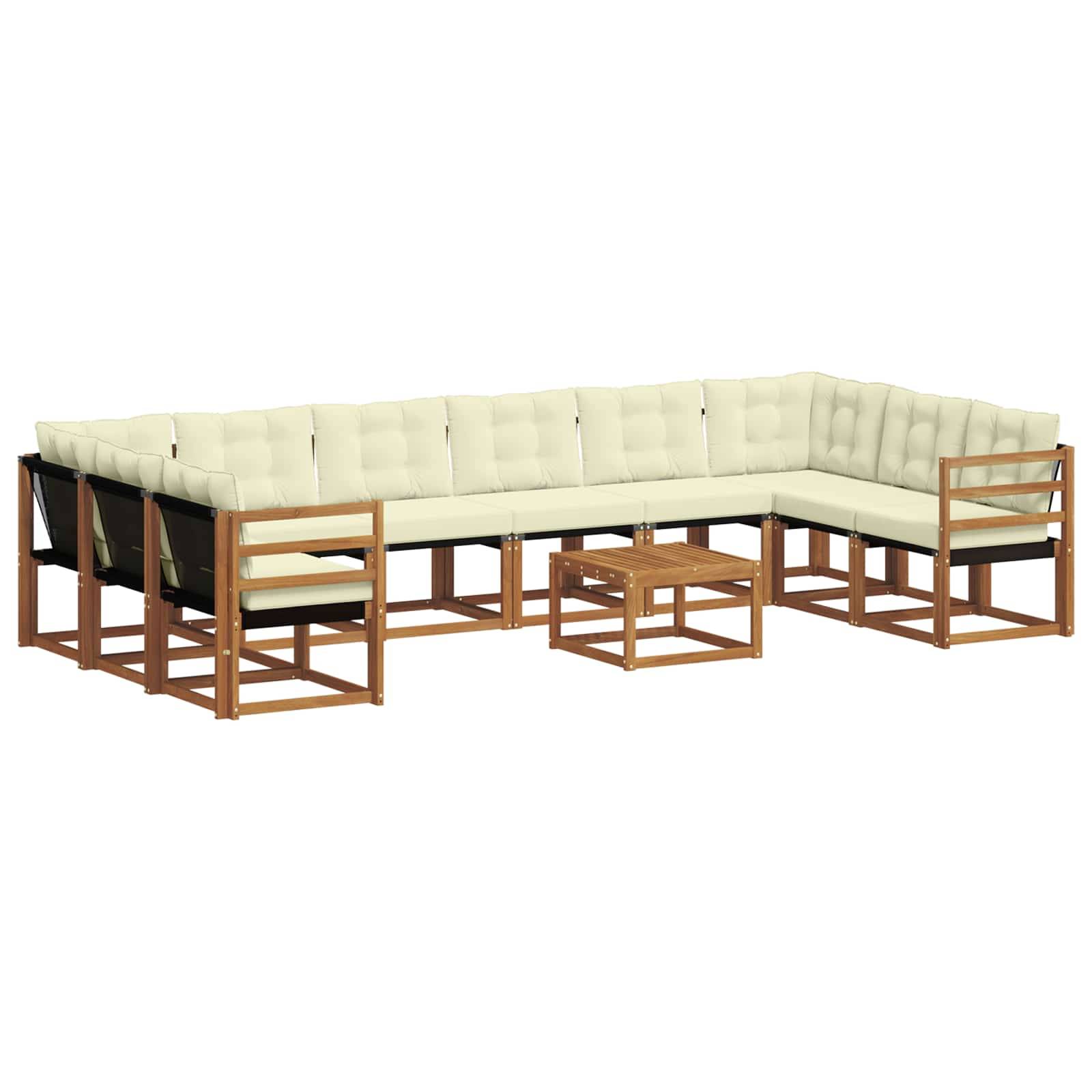 vidaXL Outdoor-Sofagarnitur mit Kissen 11 pcs Natur und Creme