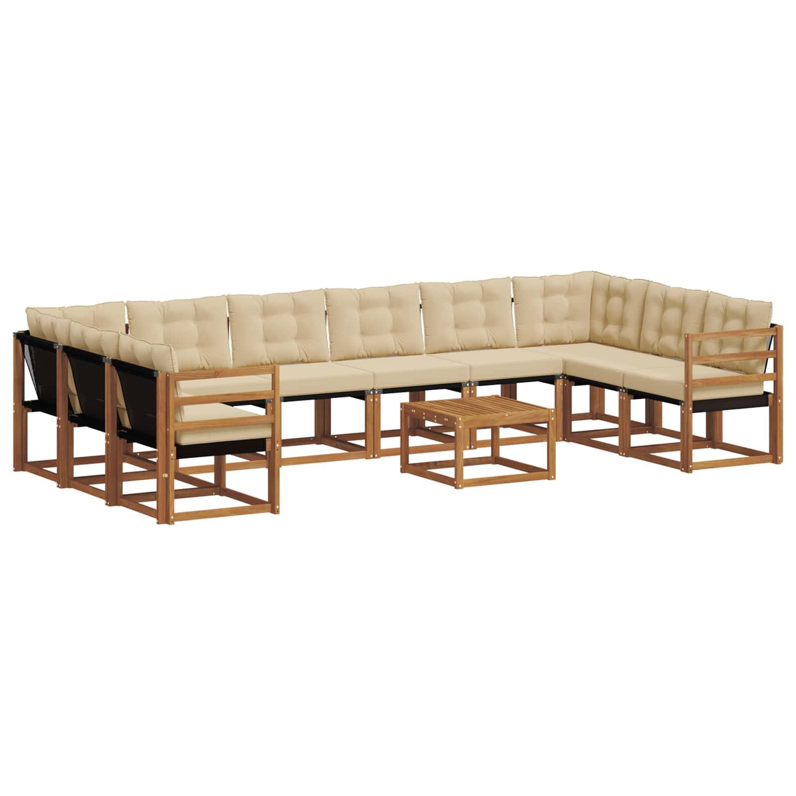 vidaXL Outdoor-Sofagarnitur mit Kissen 11 pcs Natur und Beige