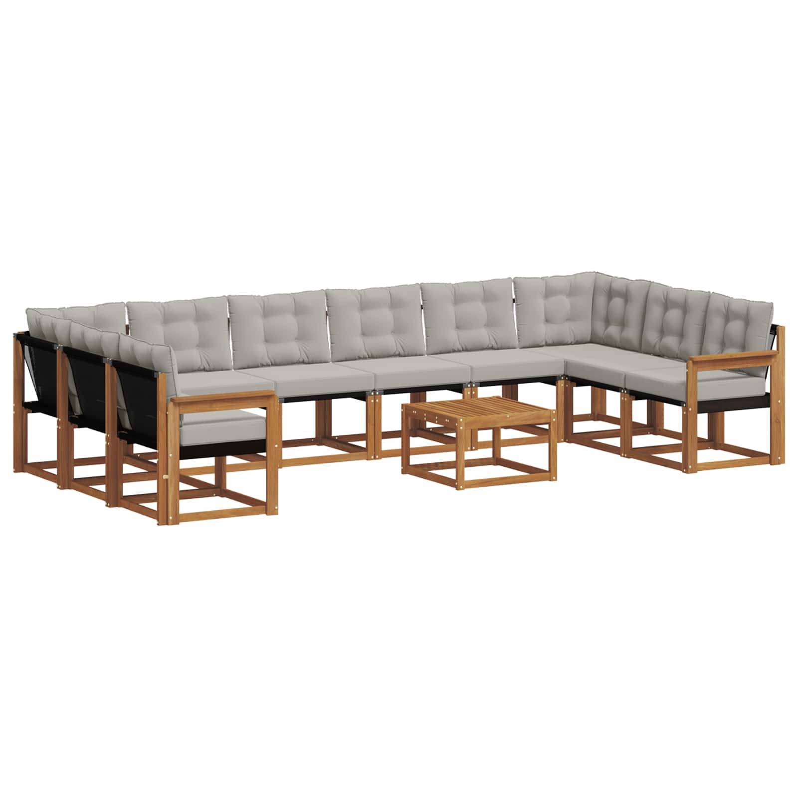 vidaXL Outdoor-Sofagarnitur mit Kissen 11 pcs Natürlich und Hellgrau