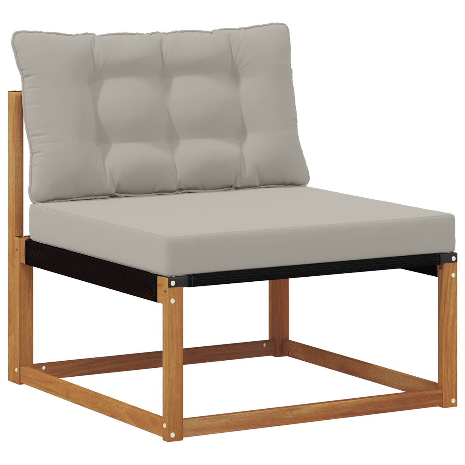 vidaXL Outdoor-Sofagarnitur mit Kissen 6 pcs Natürlich und Hellgrau