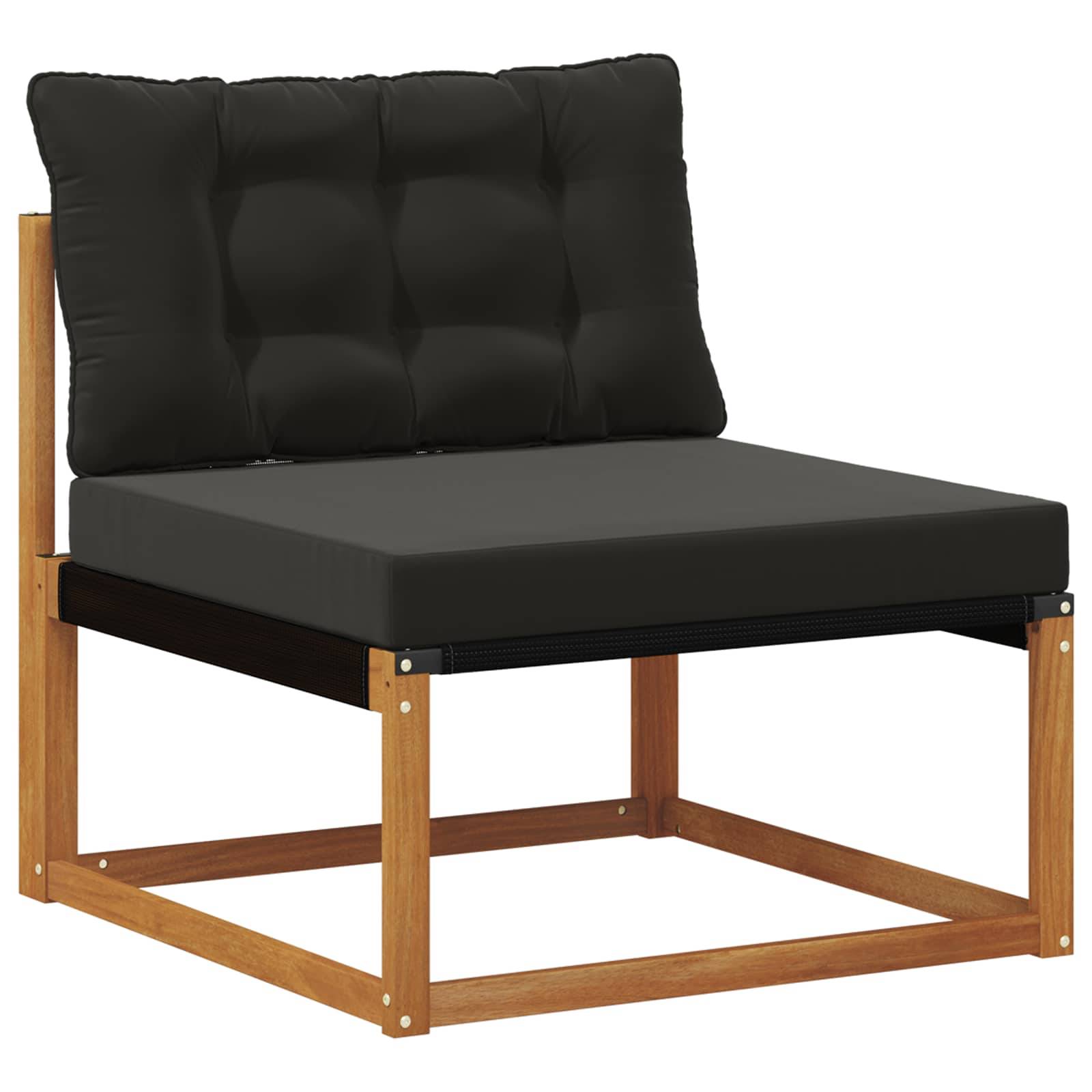 vidaXL Outdoor-Sofagarnitur mit Kissen 9 pcs Natürlich und Schwarz