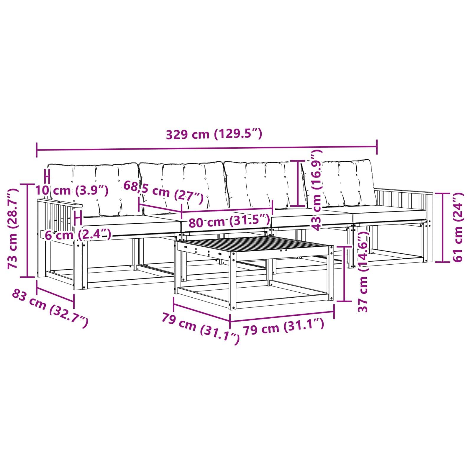 vidaXL Outdoor-Sofagarnitur 5 pcs Weiß und Beige 79 x 79 x 37 cm