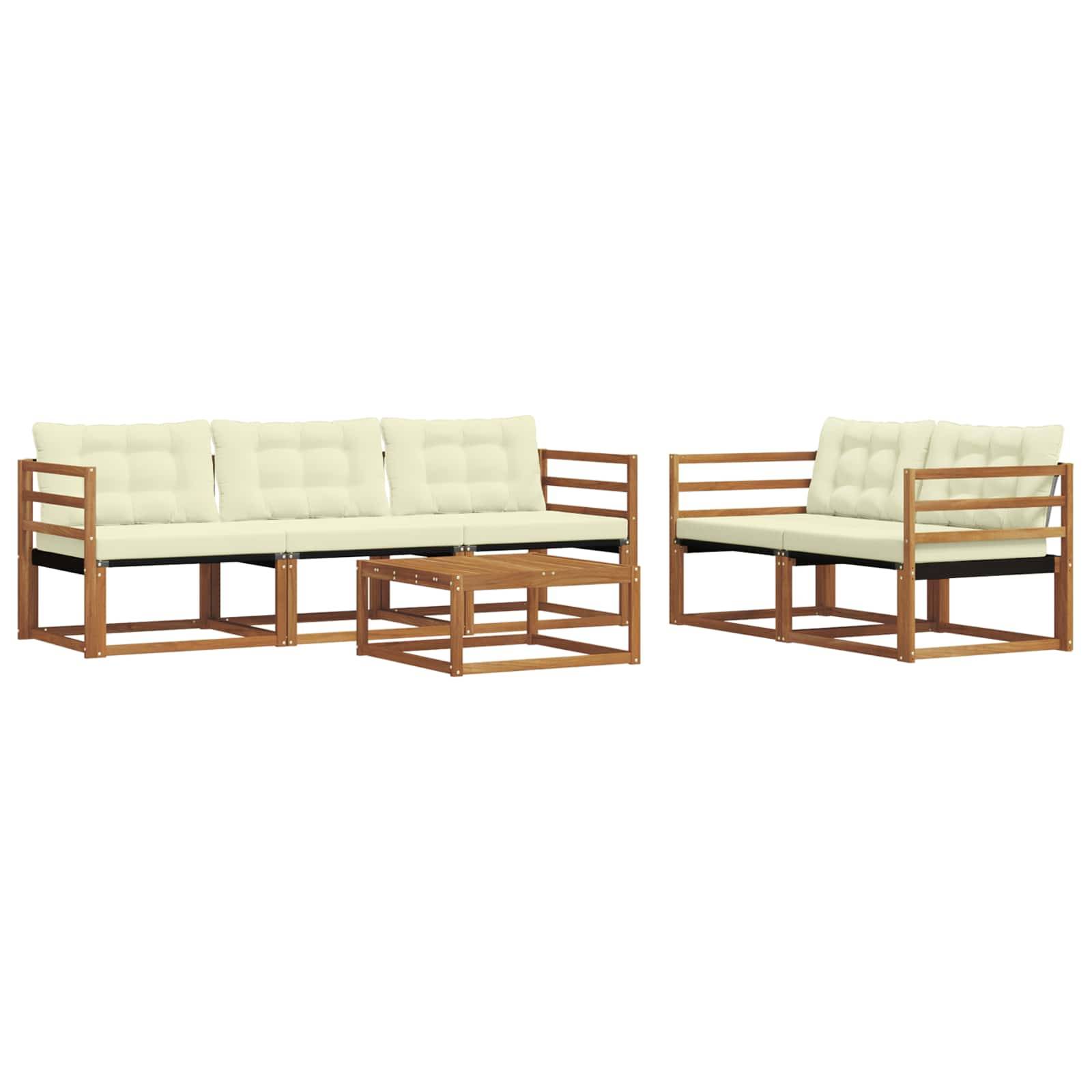 vidaXL Outdoor-Sofagarnitur mit Kissen 6 pcs Natur und Creme
