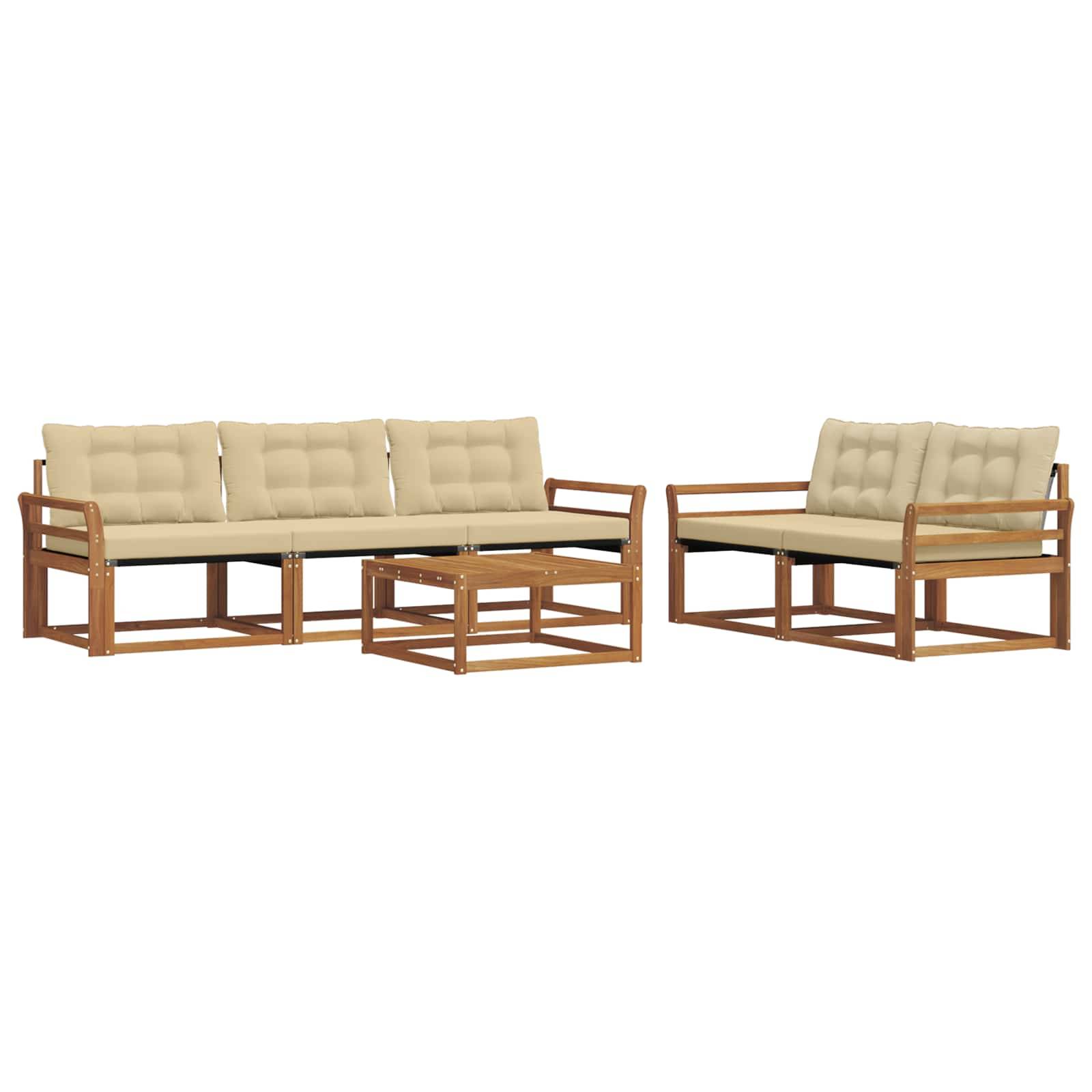 vidaXL Outdoor-Sofagarnitur mit Kissen 6 pcs Natur und Beige