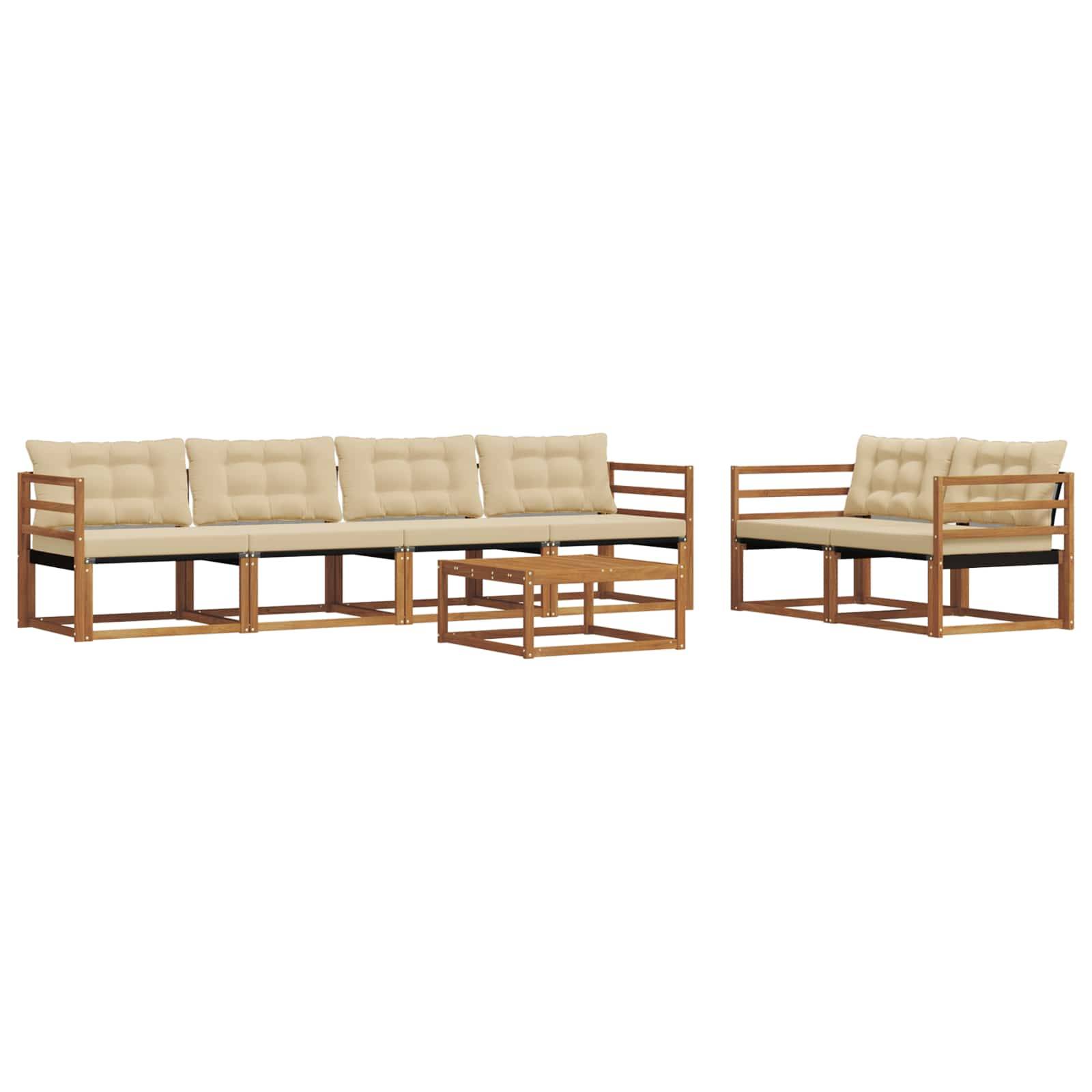 vidaXL Outdoor-Sofagarnitur mit Kissen 7 pcs Natur und Beige