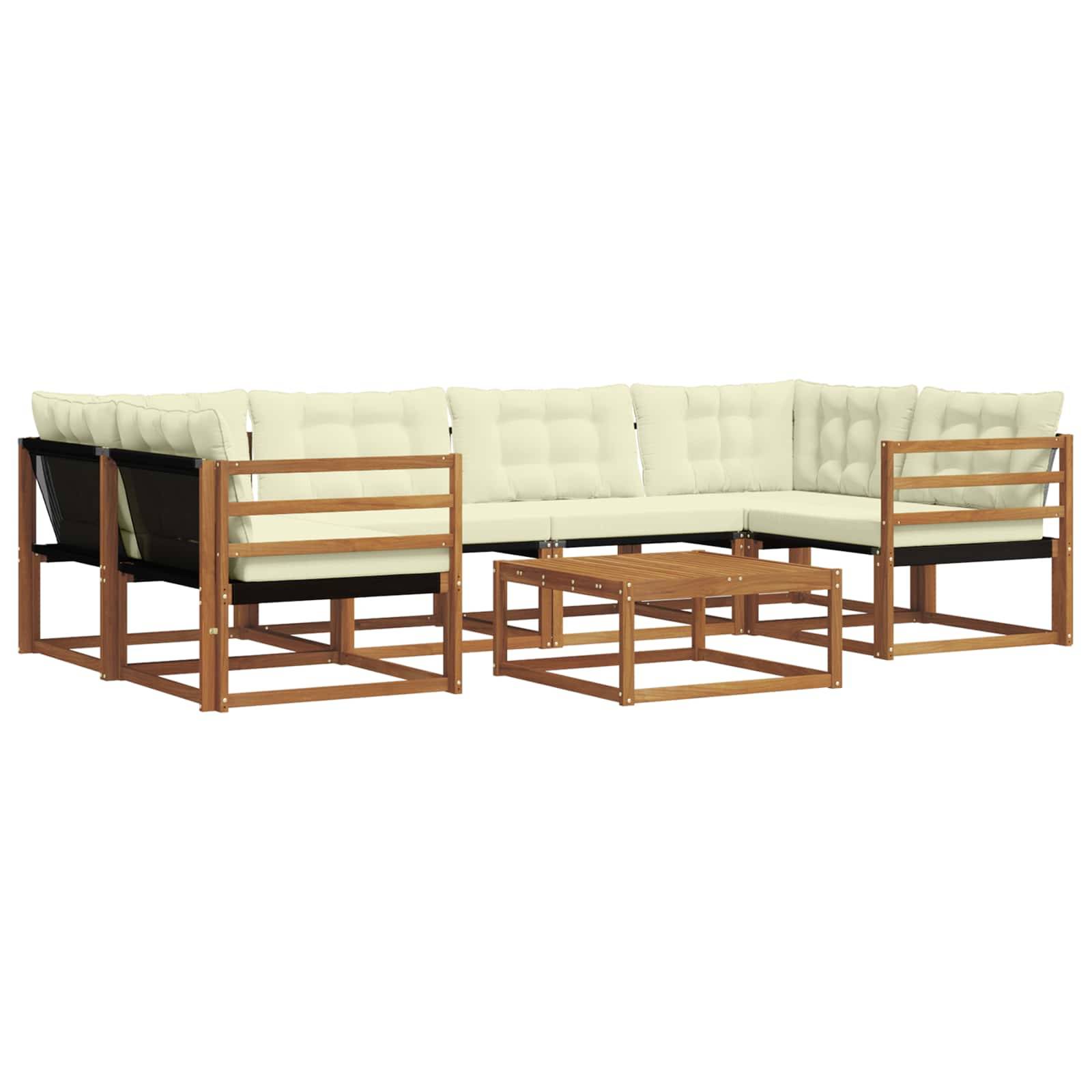 vidaXL Outdoor-Sofagarnitur mit Kissen 7 pcs Natur und Creme