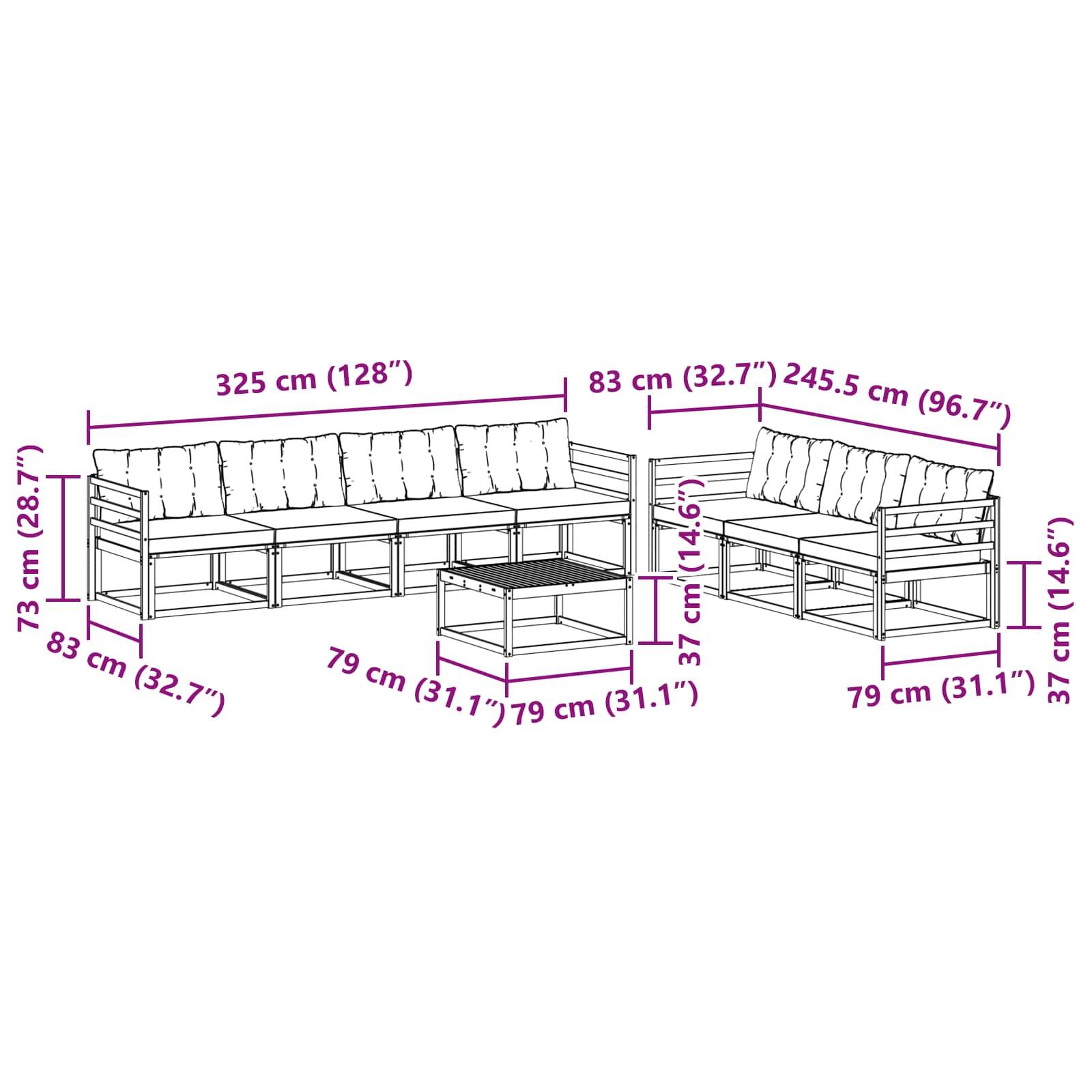 vidaXL Outdoor-Sofagarnitur 8 pcs Weiß und Hellgrau