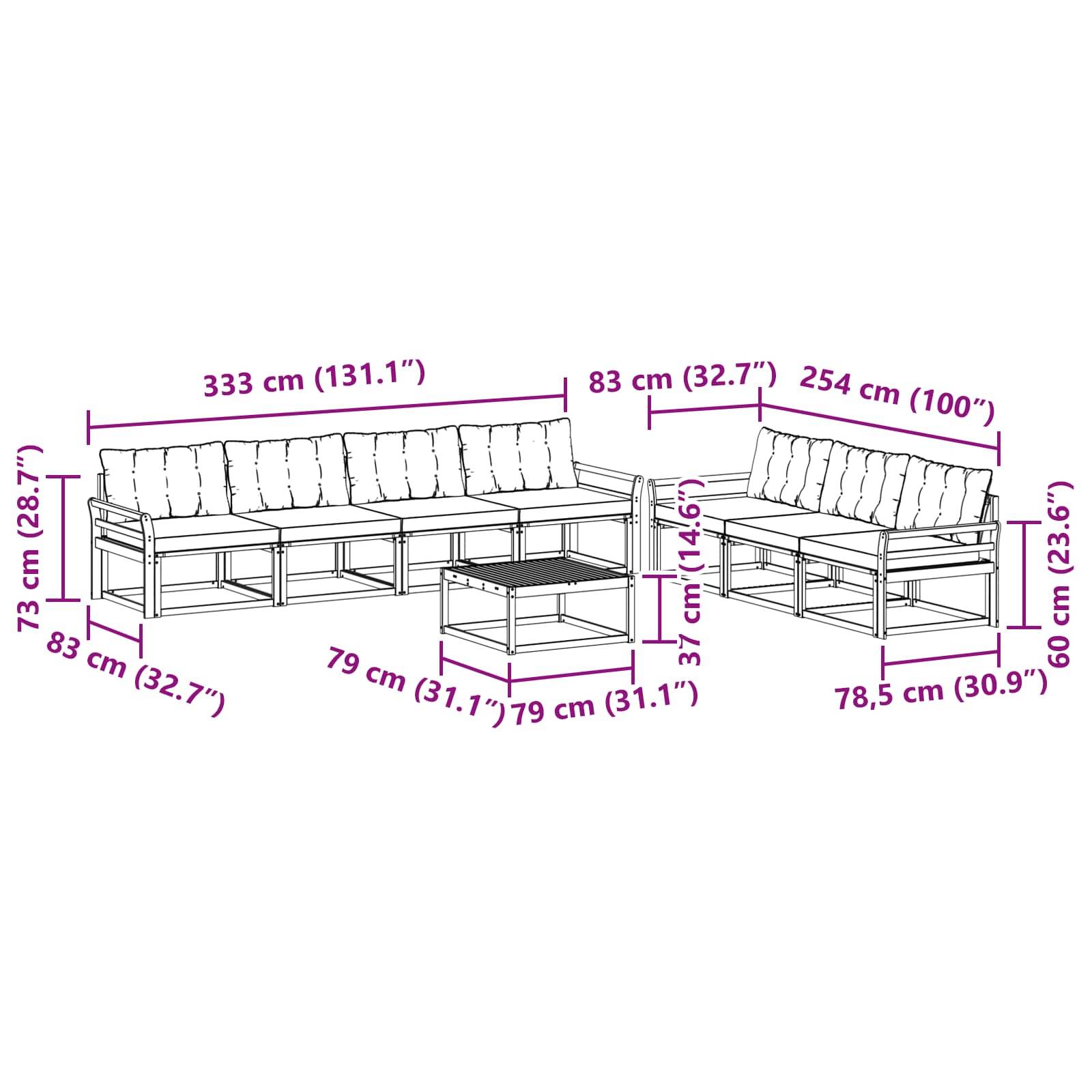 vidaXL Outdoor-Sofagarnitur 8 pcs Weiß und Beige