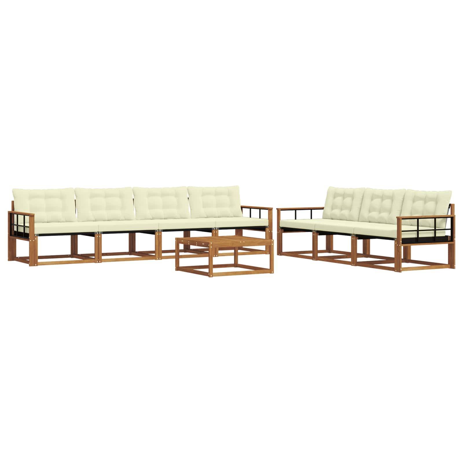 vidaXL Outdoor-Sofagarnitur mit Kissen 8 pcs Natur und Creme