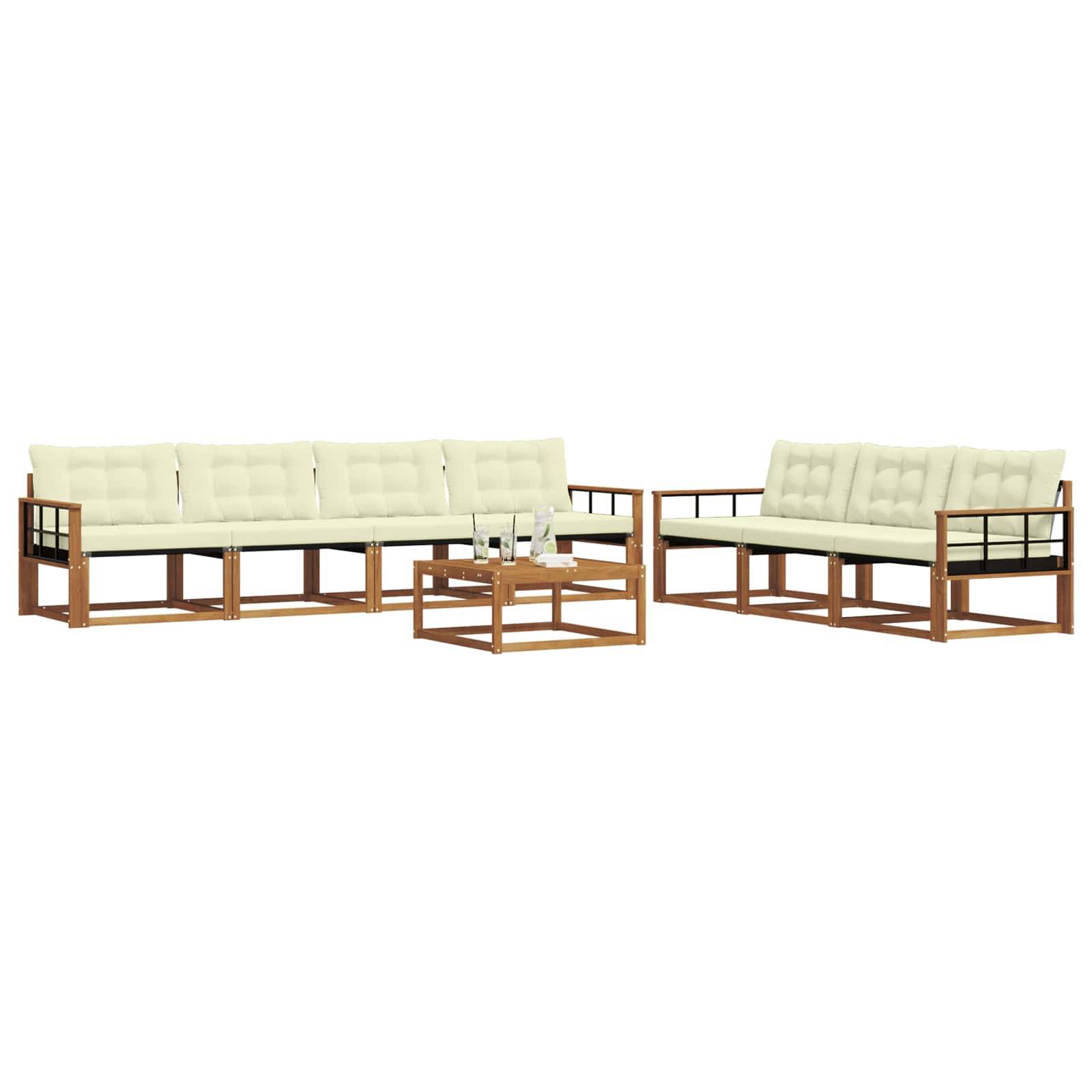 vidaXL Outdoor-Sofagarnitur mit Kissen 8 pcs Natur und Creme