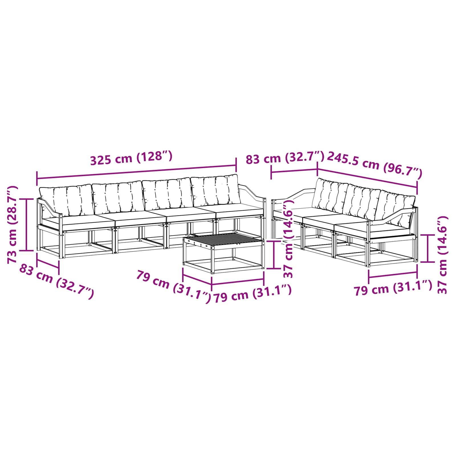 vidaXL Outdoor-Sofagarnitur 8 pcs Weiß und Hellgrau