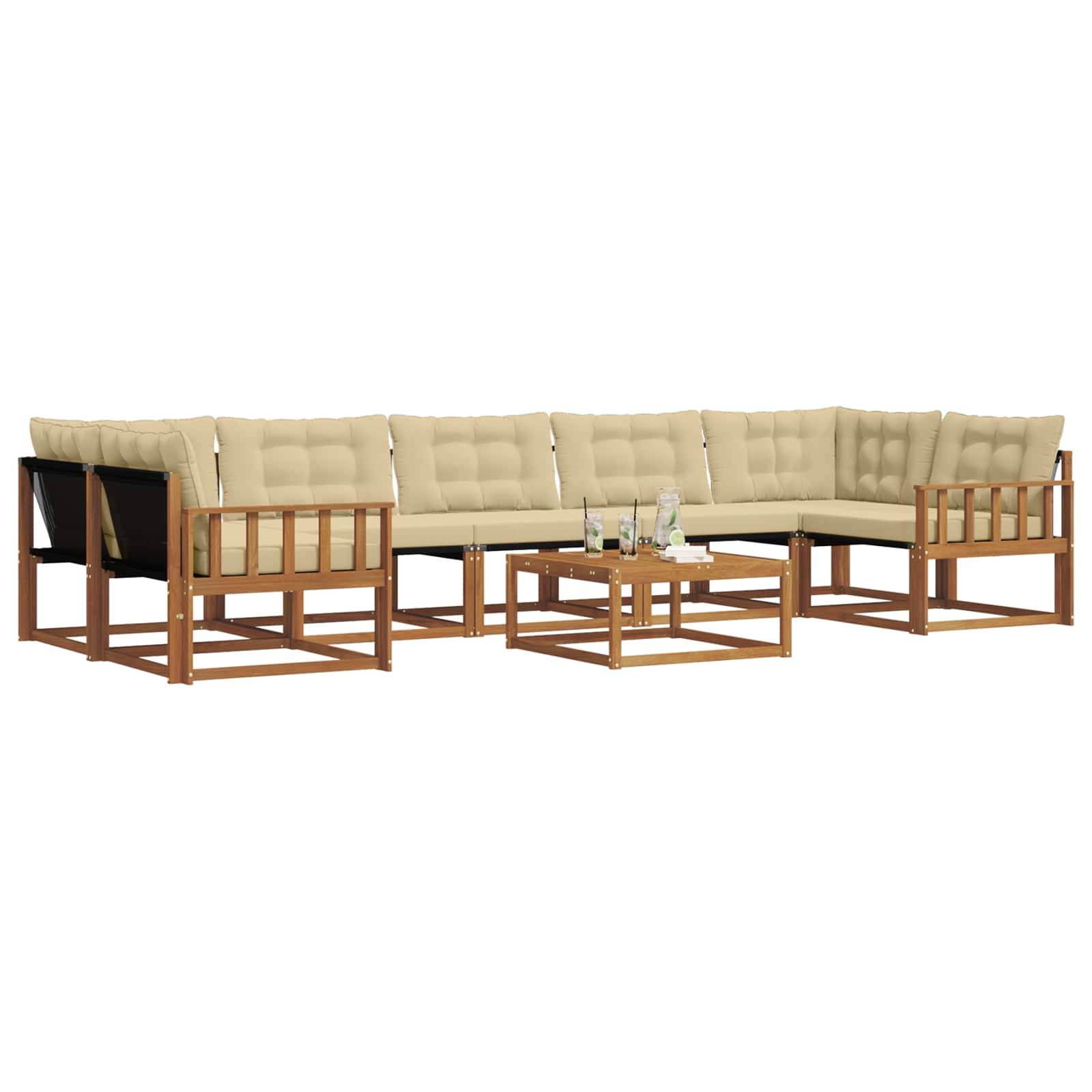 vidaXL Outdoor-Sofagarnitur mit Kissen 8 pcs Natur und Beige